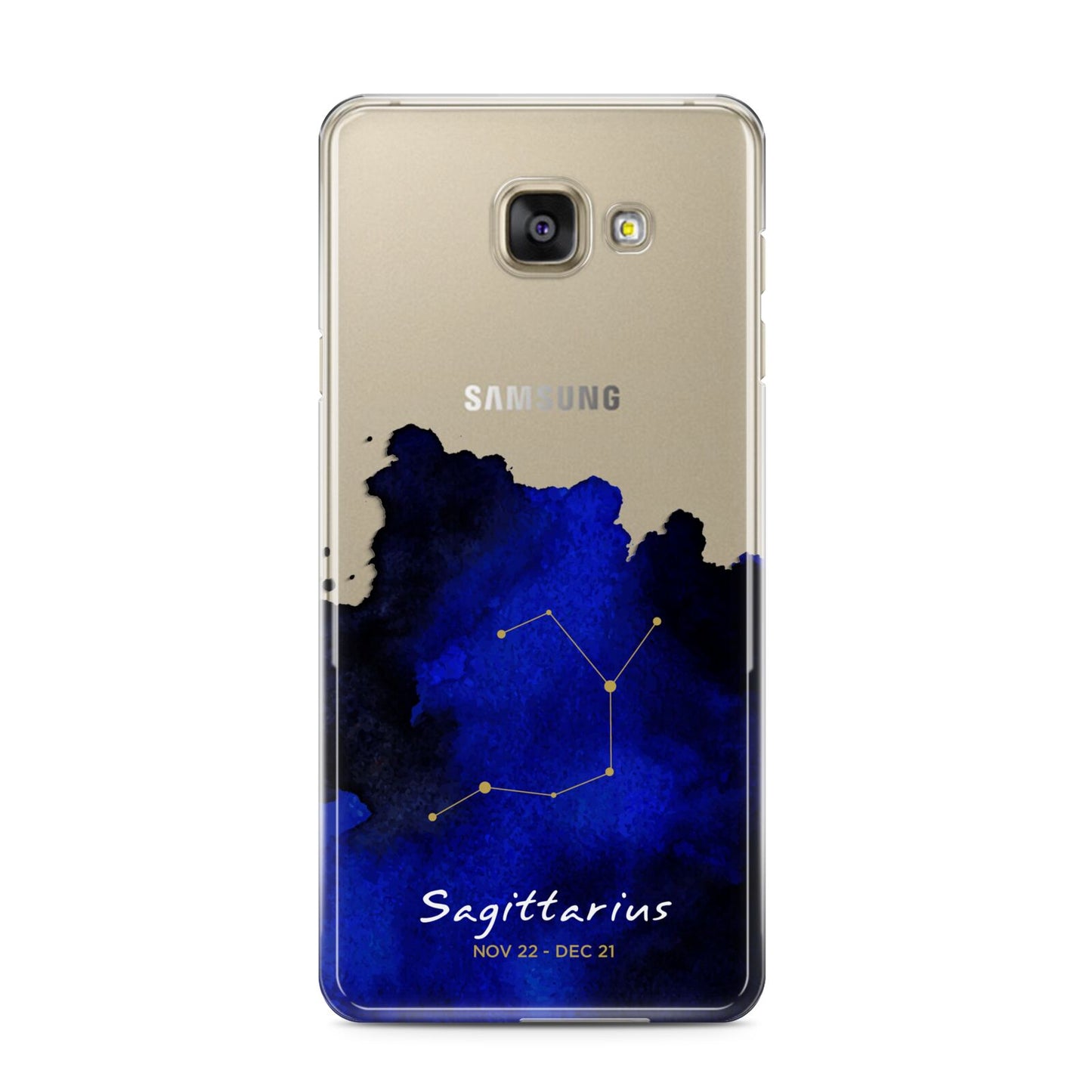 Personalised Zodiac Constellation Star Sign Samsung Galaxy A3 2016 Case on gold phone