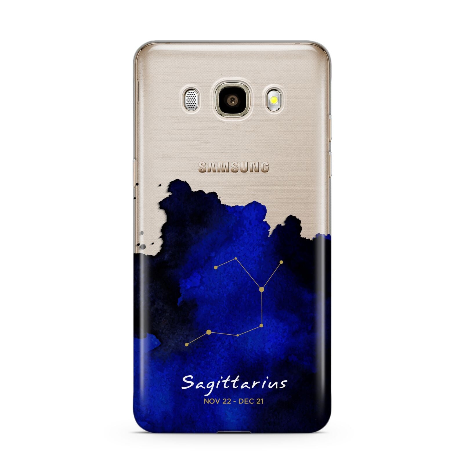 Personalised Zodiac Constellation Star Sign Samsung Galaxy J7 2016 Case on gold phone