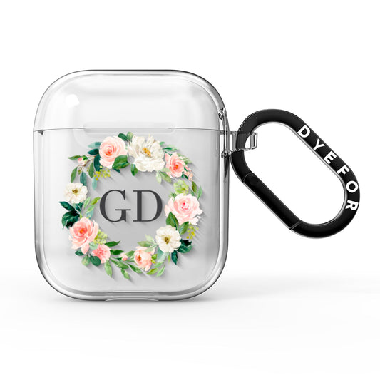 Personalised floral wreath AirPods Clear Case