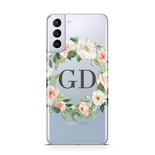 Personalised floral wreath Samsung S21 Plus Phone Case