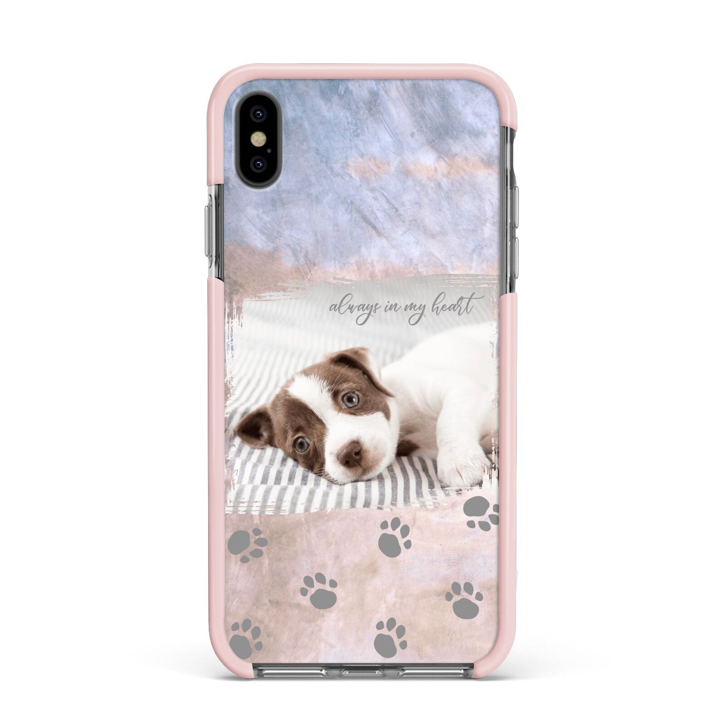 Pet Photo Personalised Apple iPhone Xs Max Impact Case Pink Edge on Black Phone