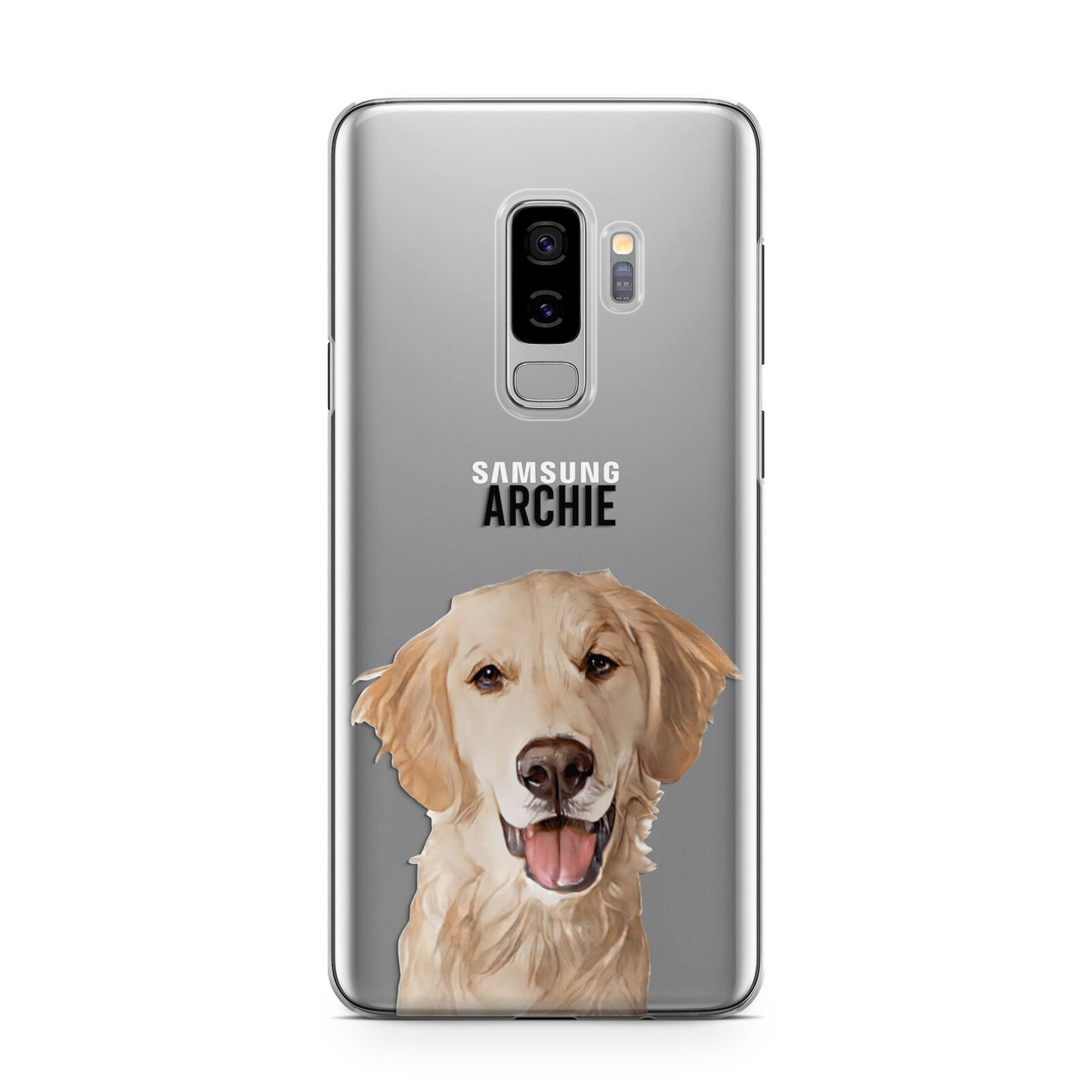 Pet Portrait Samsung Galaxy S9 Plus Case on Silver phone