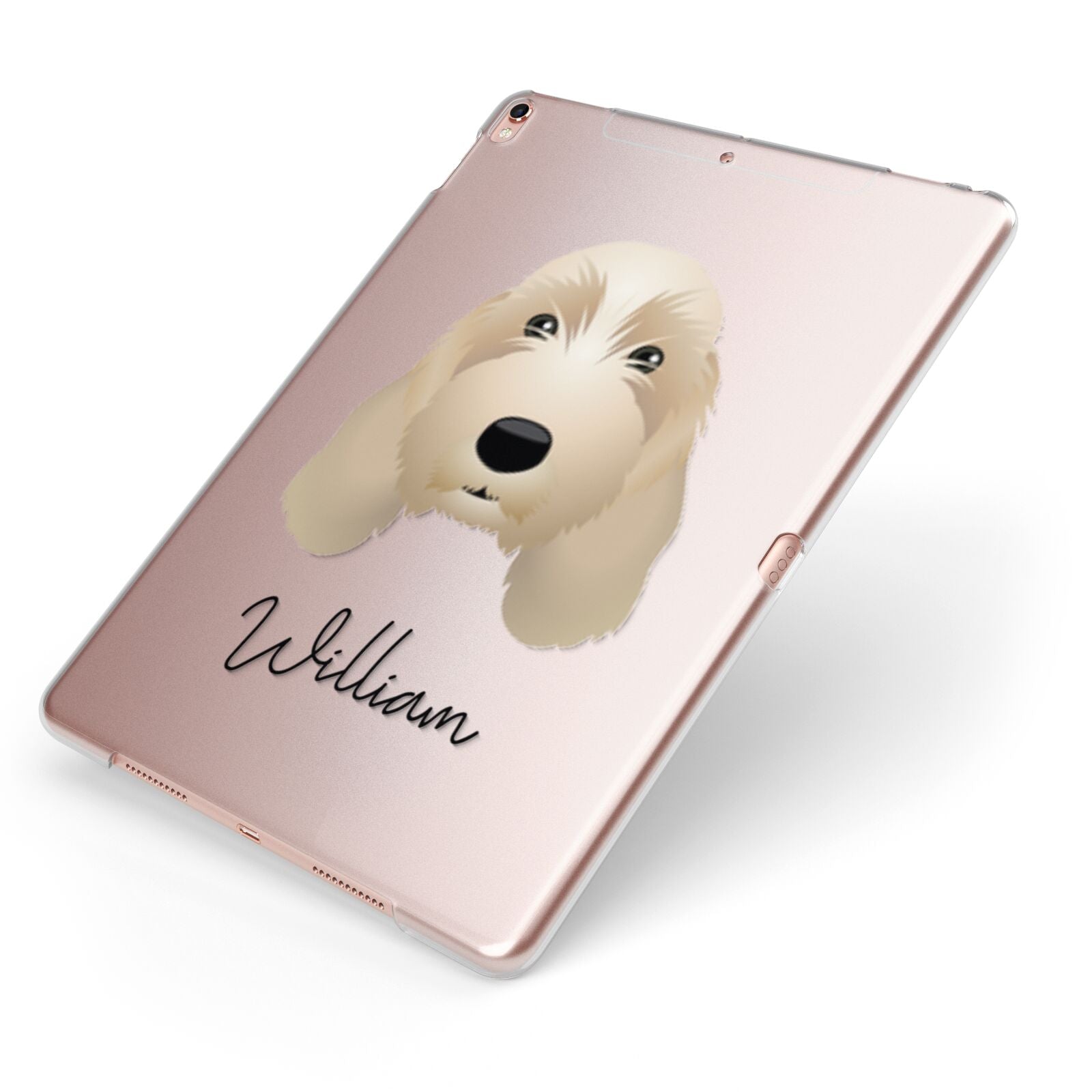 Petit Basset Griffon Vendeen Personalised Apple iPad Case on Rose Gold iPad Side View