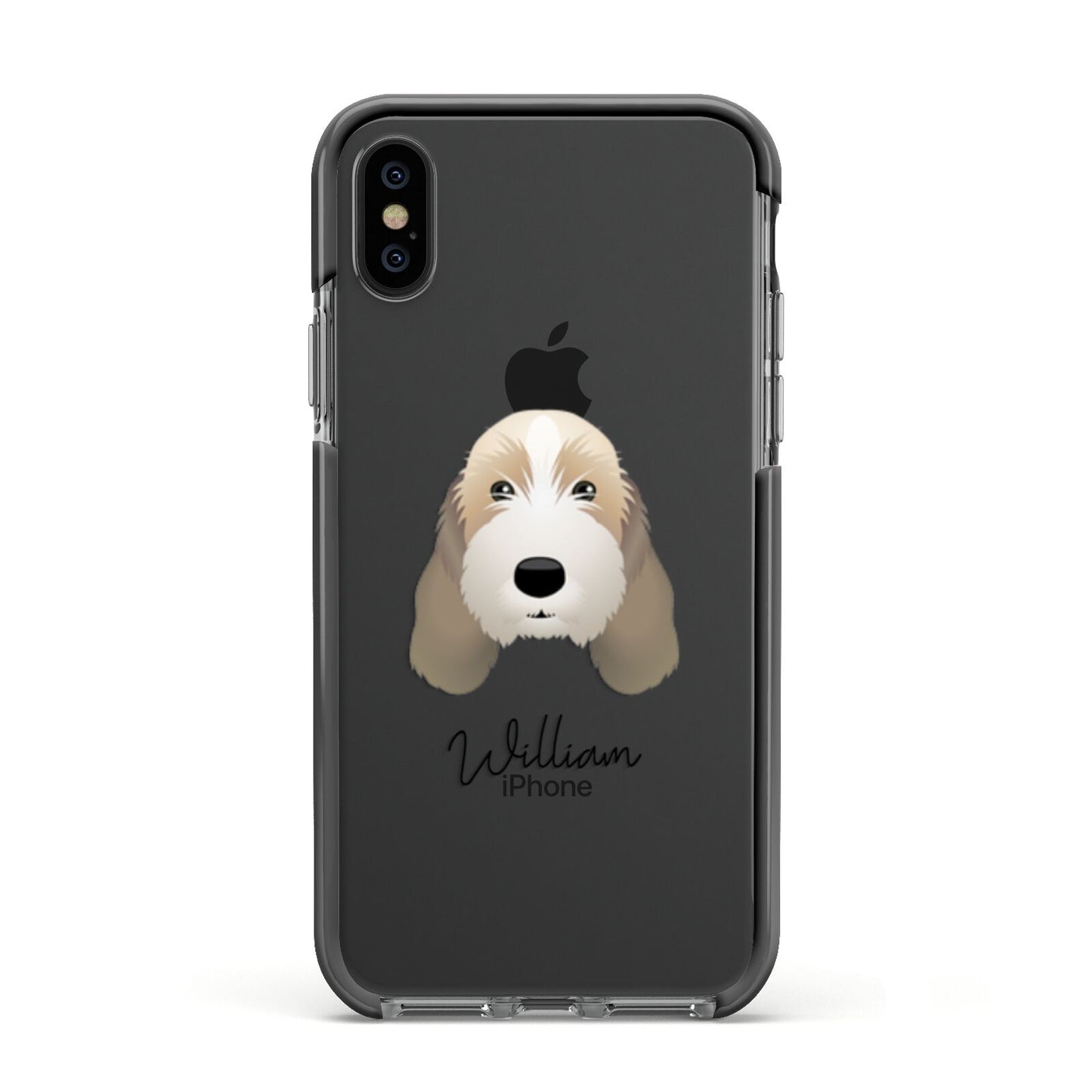 Petit Basset Griffon Vendeen Personalised Apple iPhone Xs Impact Case Black Edge on Black Phone