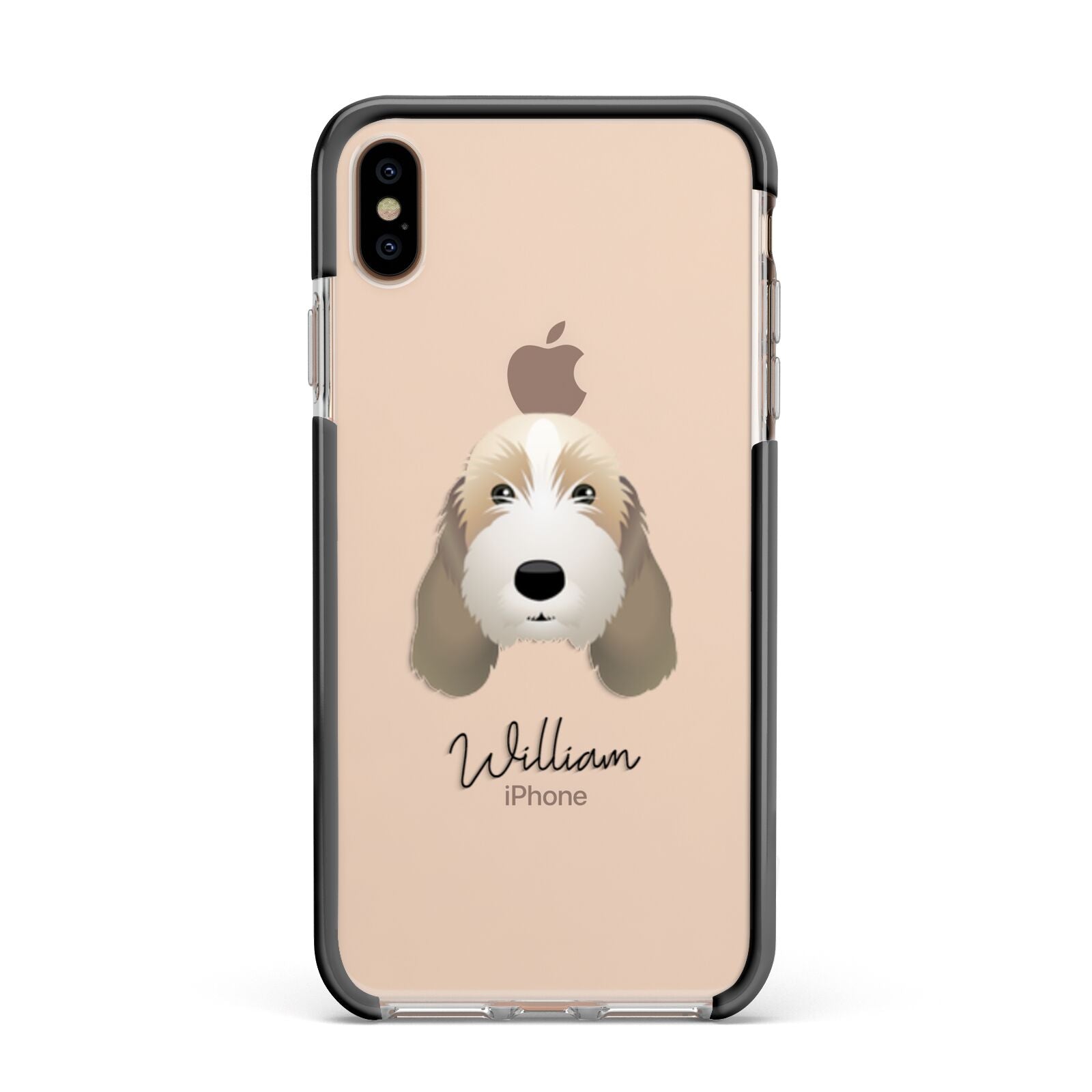 Petit Basset Griffon Vendeen Personalised Apple iPhone Xs Max Impact Case Black Edge on Gold Phone