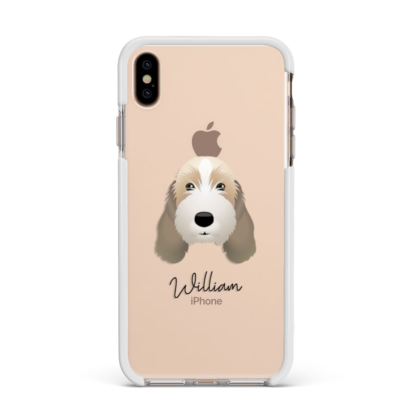 Petit Basset Griffon Vendeen Personalised Apple iPhone Xs Max Impact Case White Edge on Gold Phone