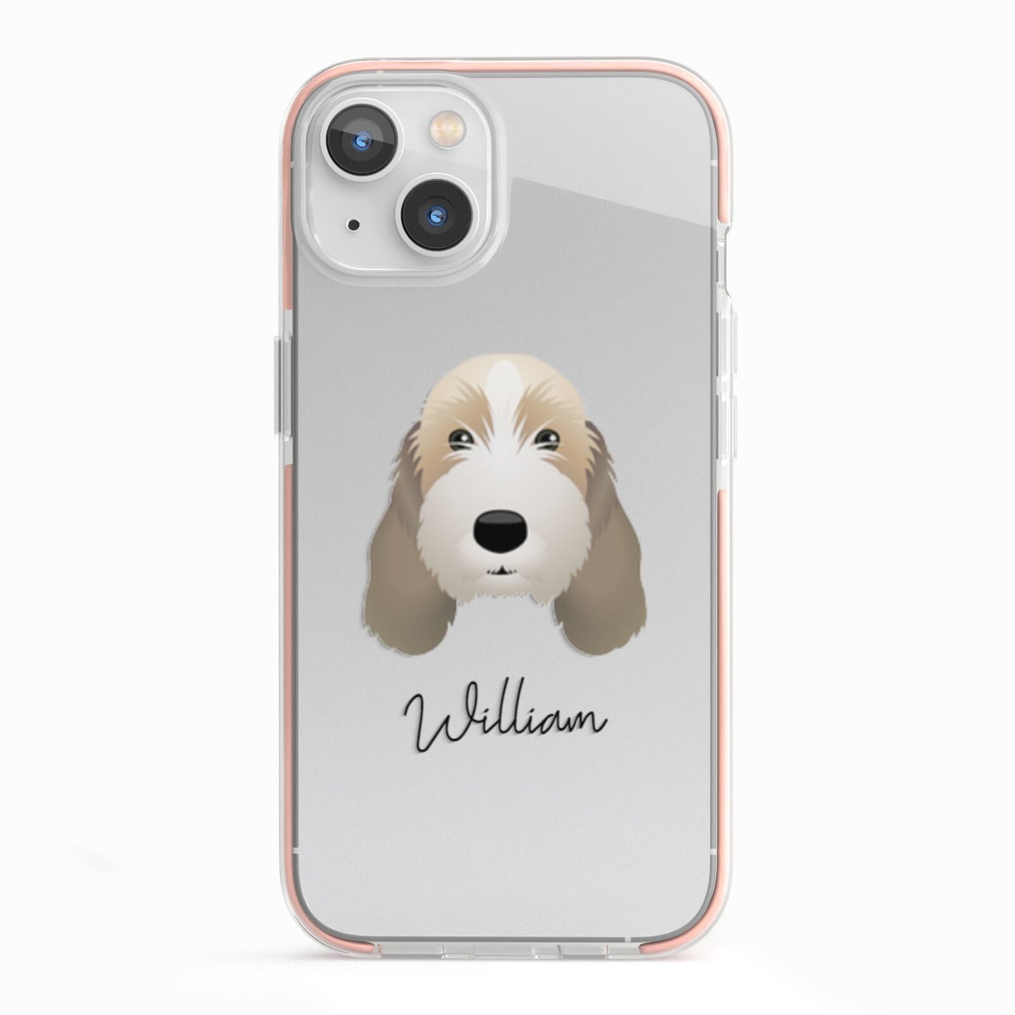 Petit Basset Griffon Vendeen Personalised iPhone 13 TPU Impact Case with Pink Edges