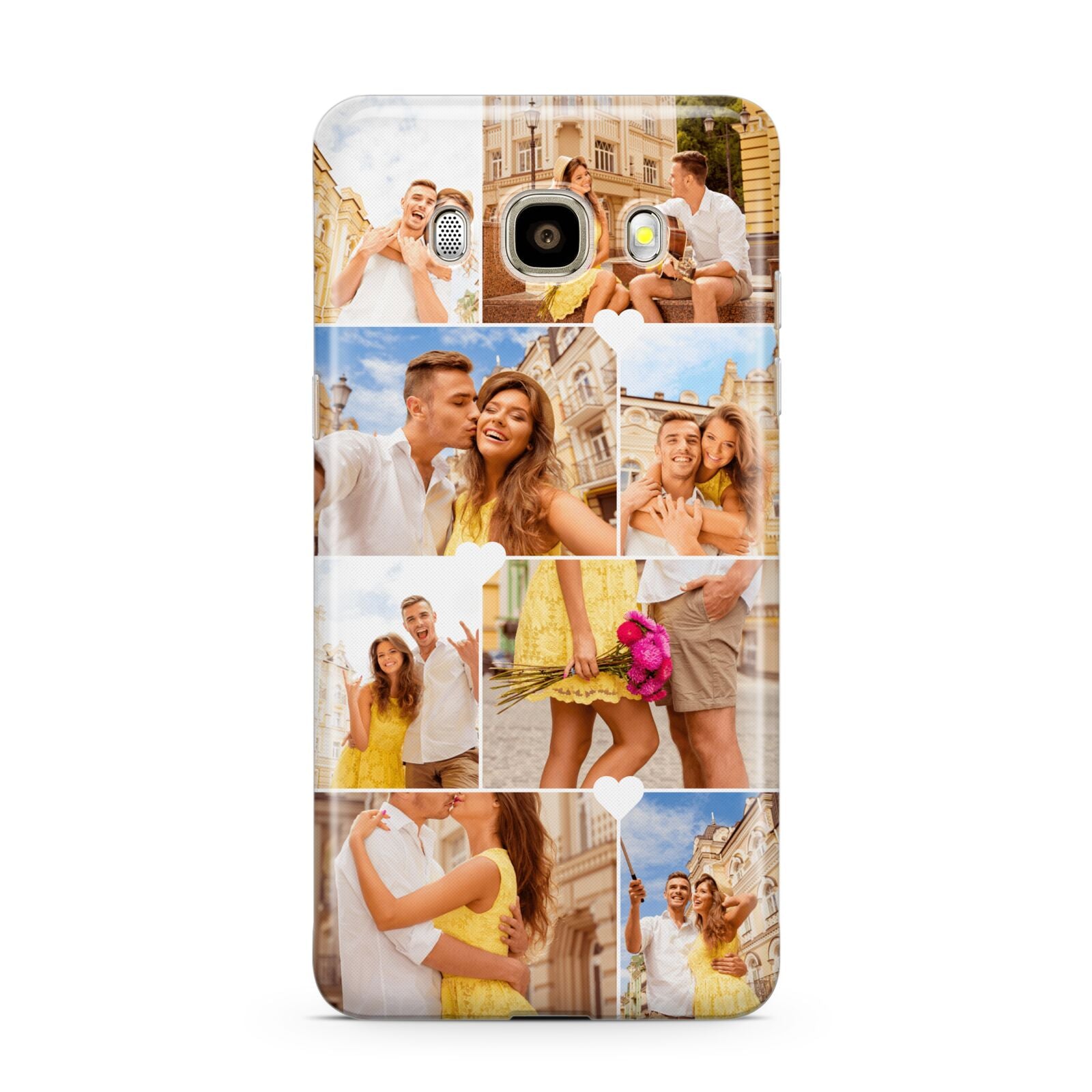 Photo Collage Heart Samsung Galaxy J7 2016 Case on gold phone