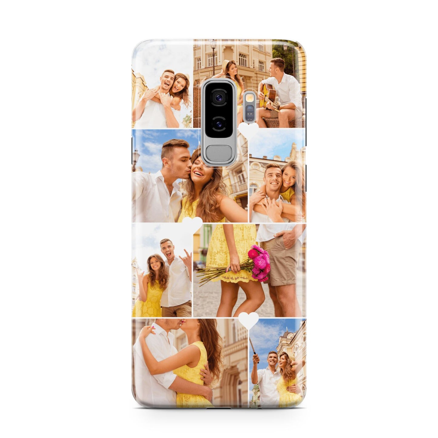 Photo Collage Heart Samsung Galaxy S9 Plus Case on Silver phone