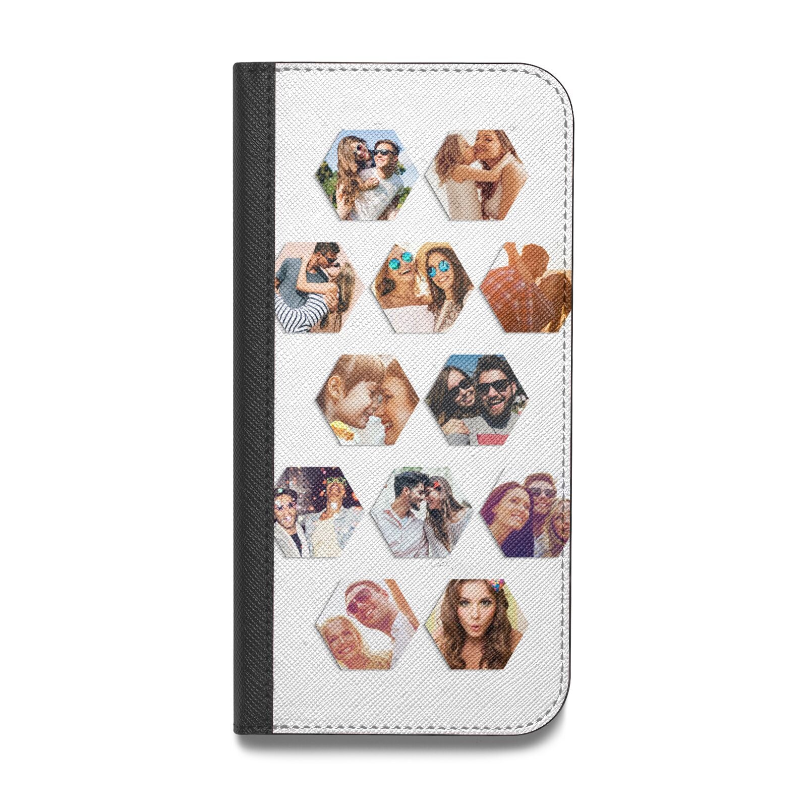 Photo Collage Hexagon Vegan Leather Flip Samsung Case