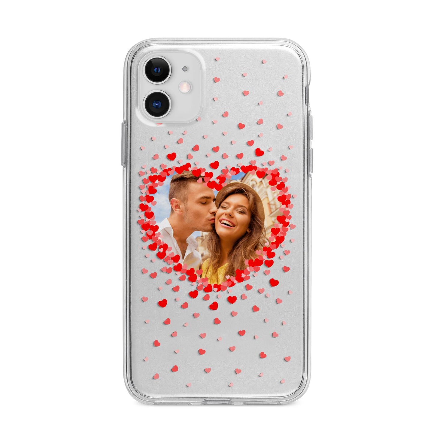 Photo Confetti Heart Apple iPhone 11 in White with Bumper Case