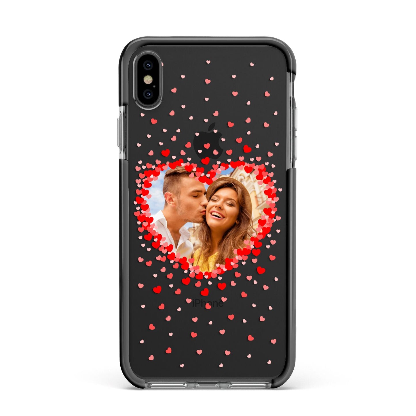 Photo Confetti Heart Apple iPhone Xs Max Impact Case Black Edge on Black Phone