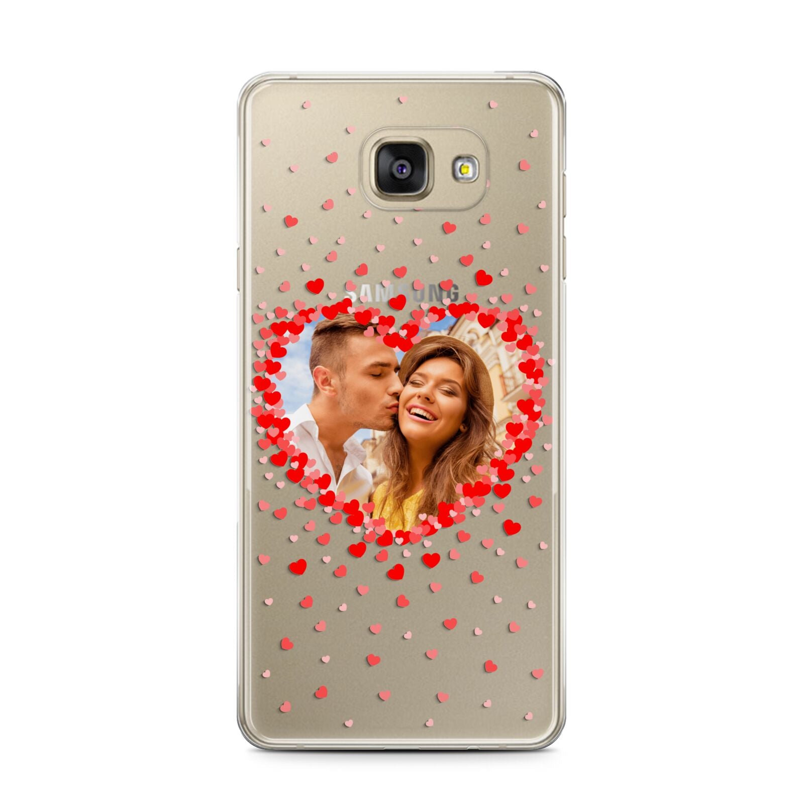 Photo Confetti Heart Samsung Galaxy A7 2016 Case on gold phone