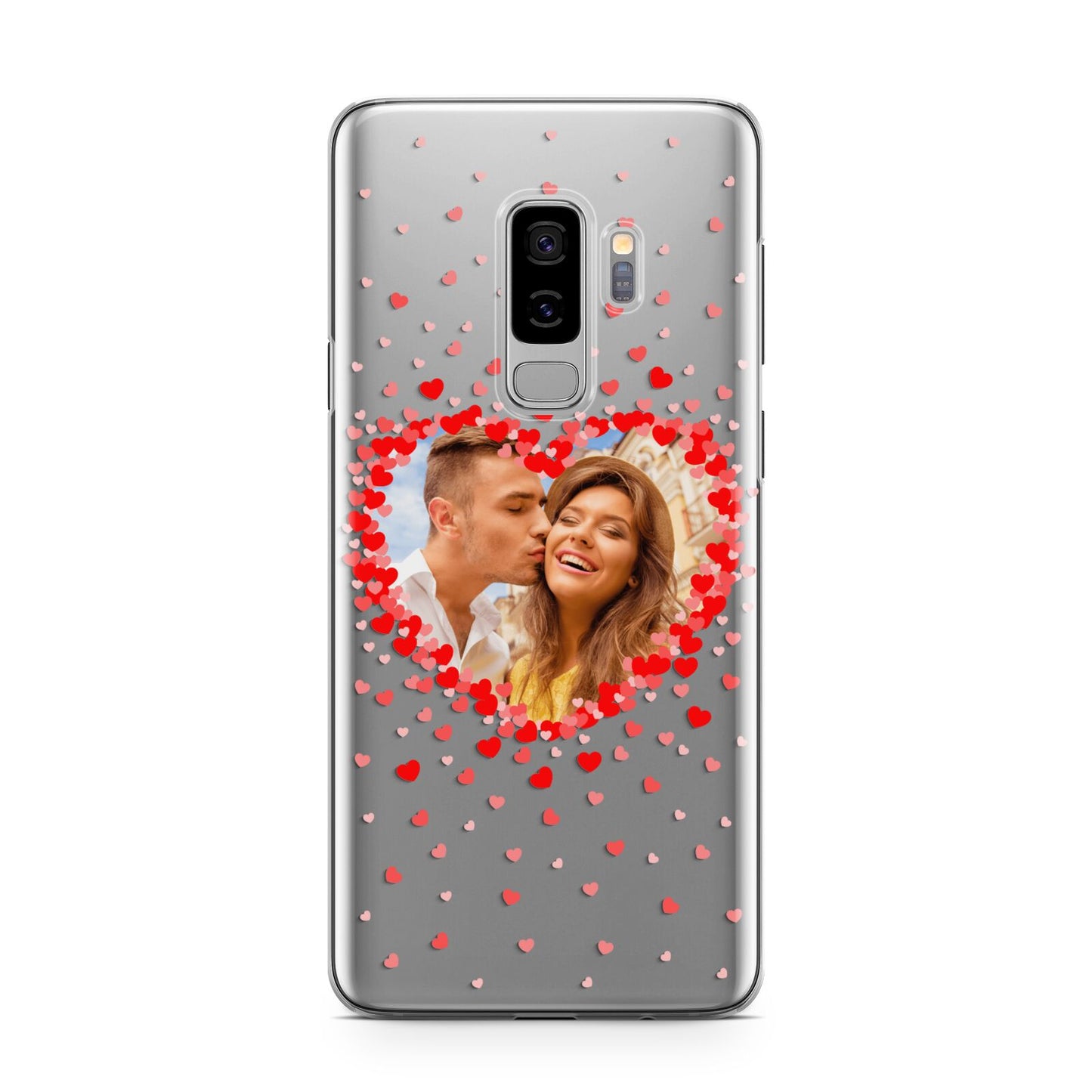 Photo Confetti Heart Samsung Galaxy S9 Plus Case on Silver phone