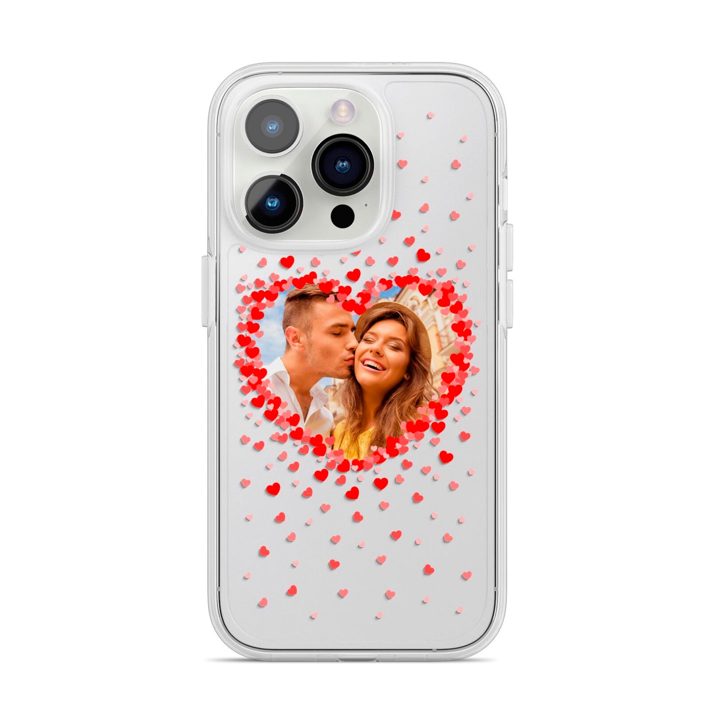 Photo Confetti Heart iPhone 14 Pro Clear Tough Case Silver