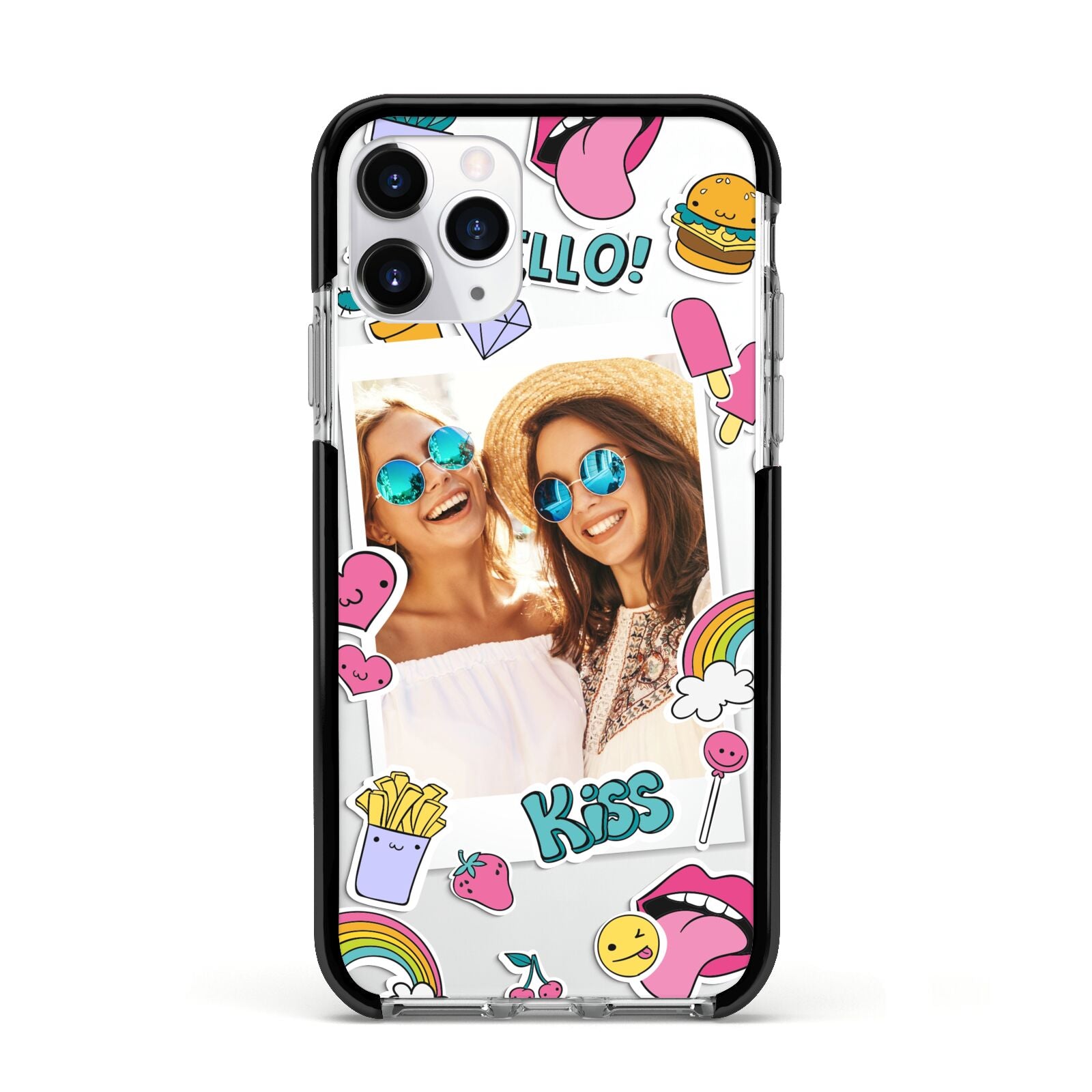 Photo Cute Stickers Apple iPhone 11 Pro in Silver with Black Impact Case