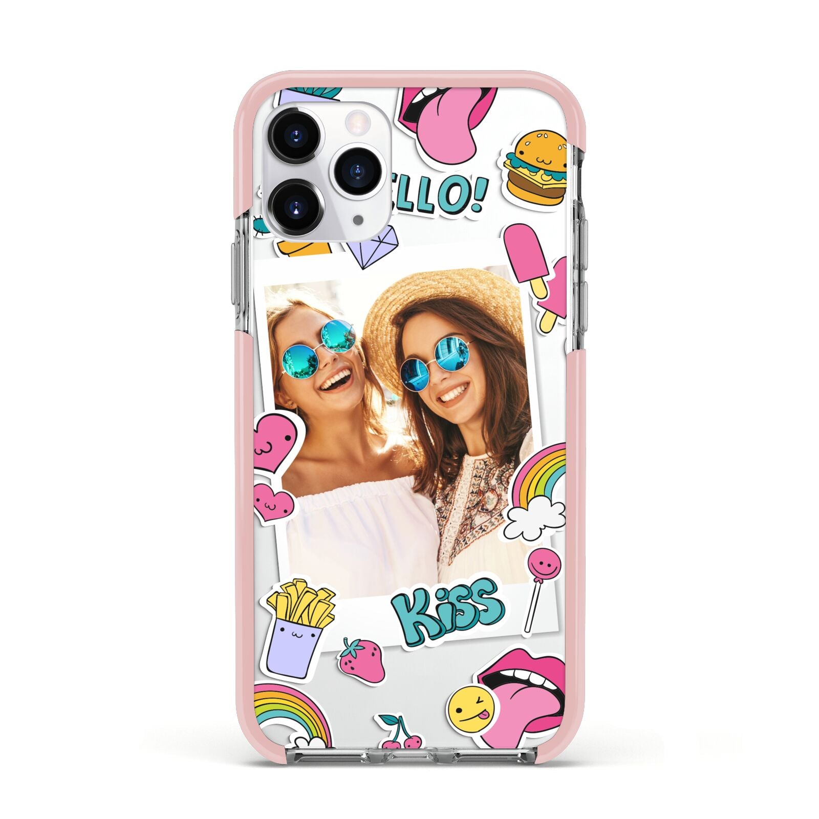 Photo Cute Stickers Apple iPhone 11 Pro in Silver with Pink Impact Case