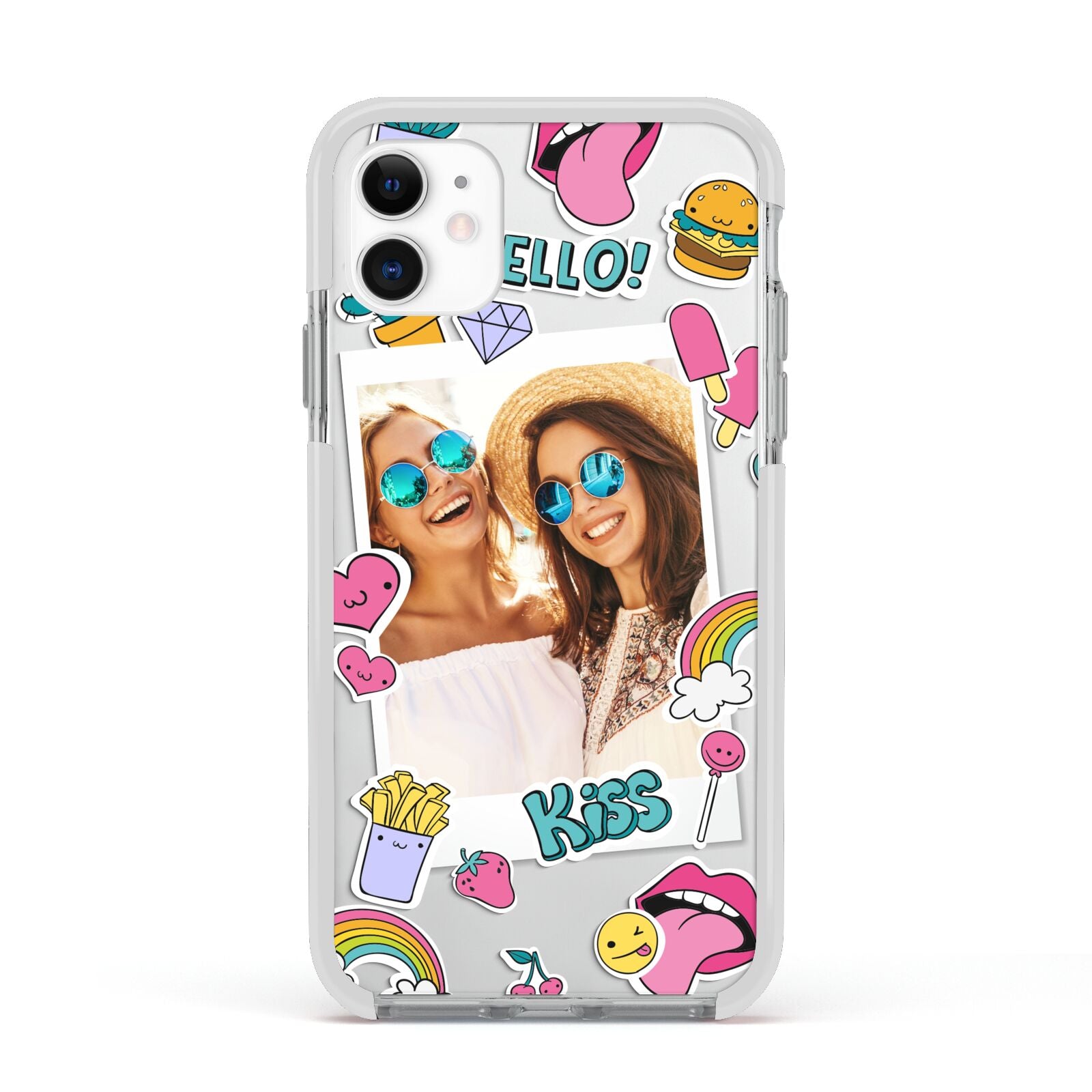 Photo Cute Stickers Apple iPhone 11 in White with White Impact Case