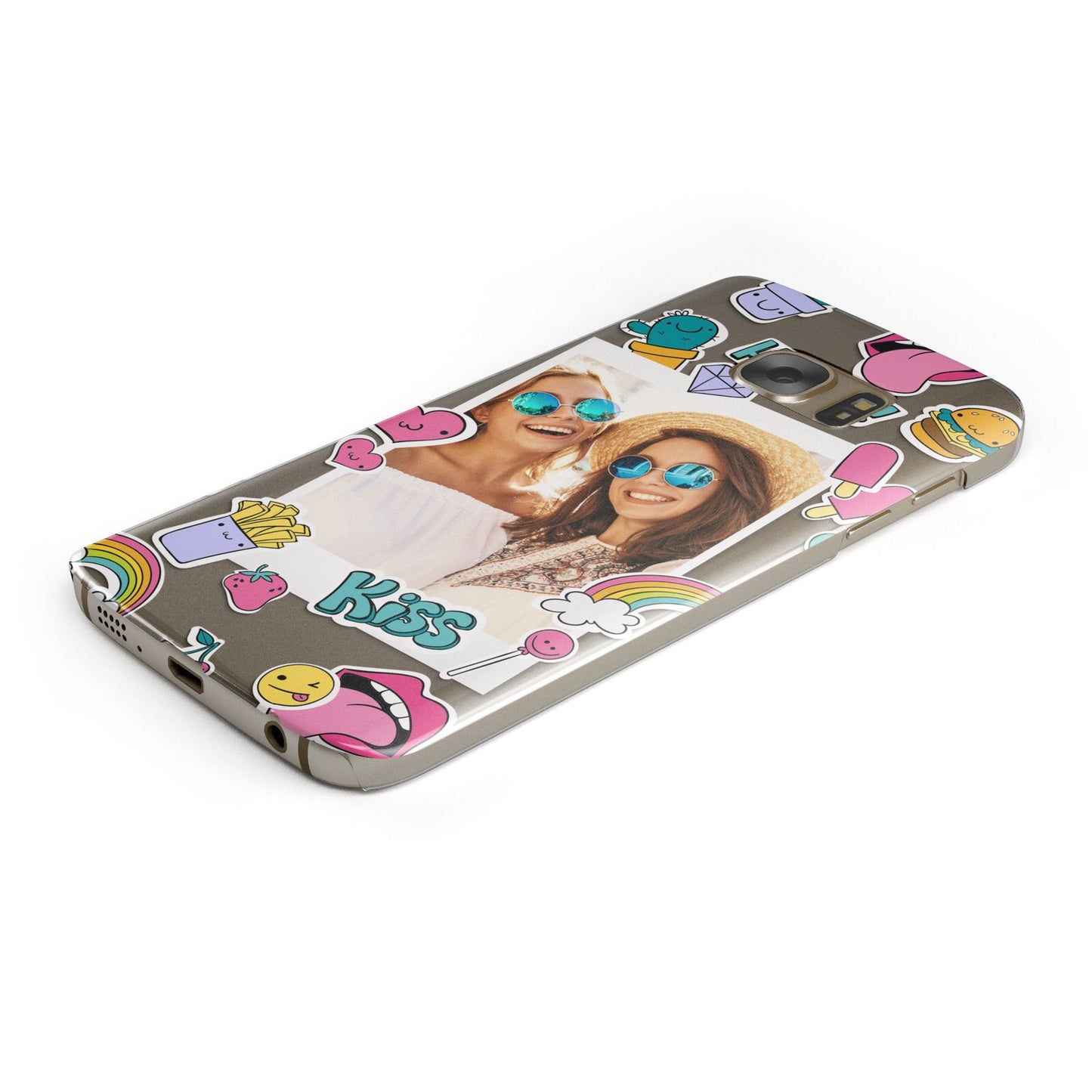 Photo Cute Stickers Protective Samsung Galaxy Case Angled Image