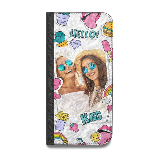 Photo Cute Stickers Vegan Leather Flip iPhone Case