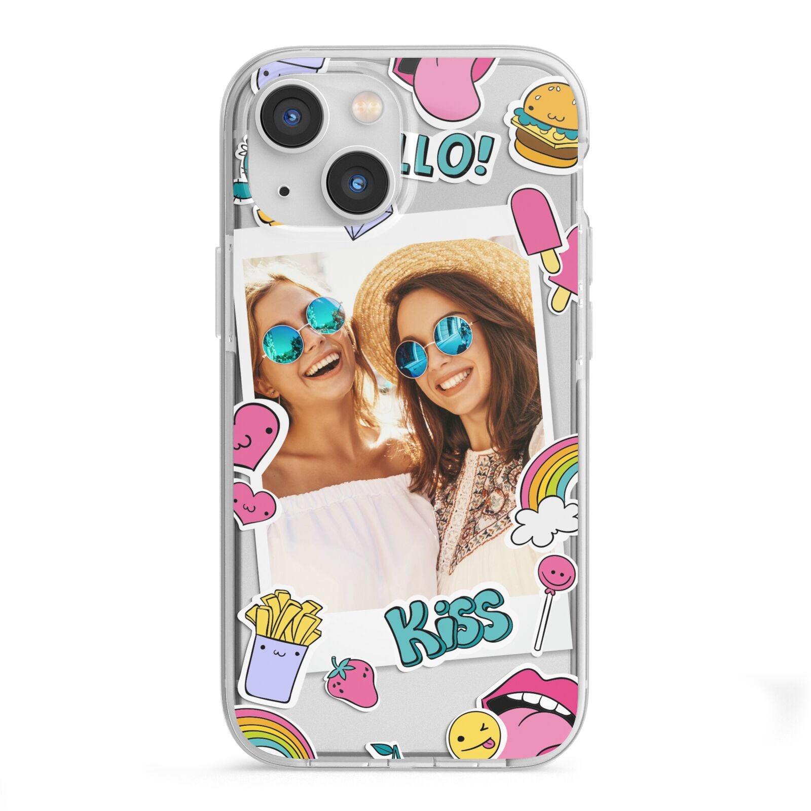 Photo Cute Stickers iPhone 13 Mini TPU Impact Case with White Edges