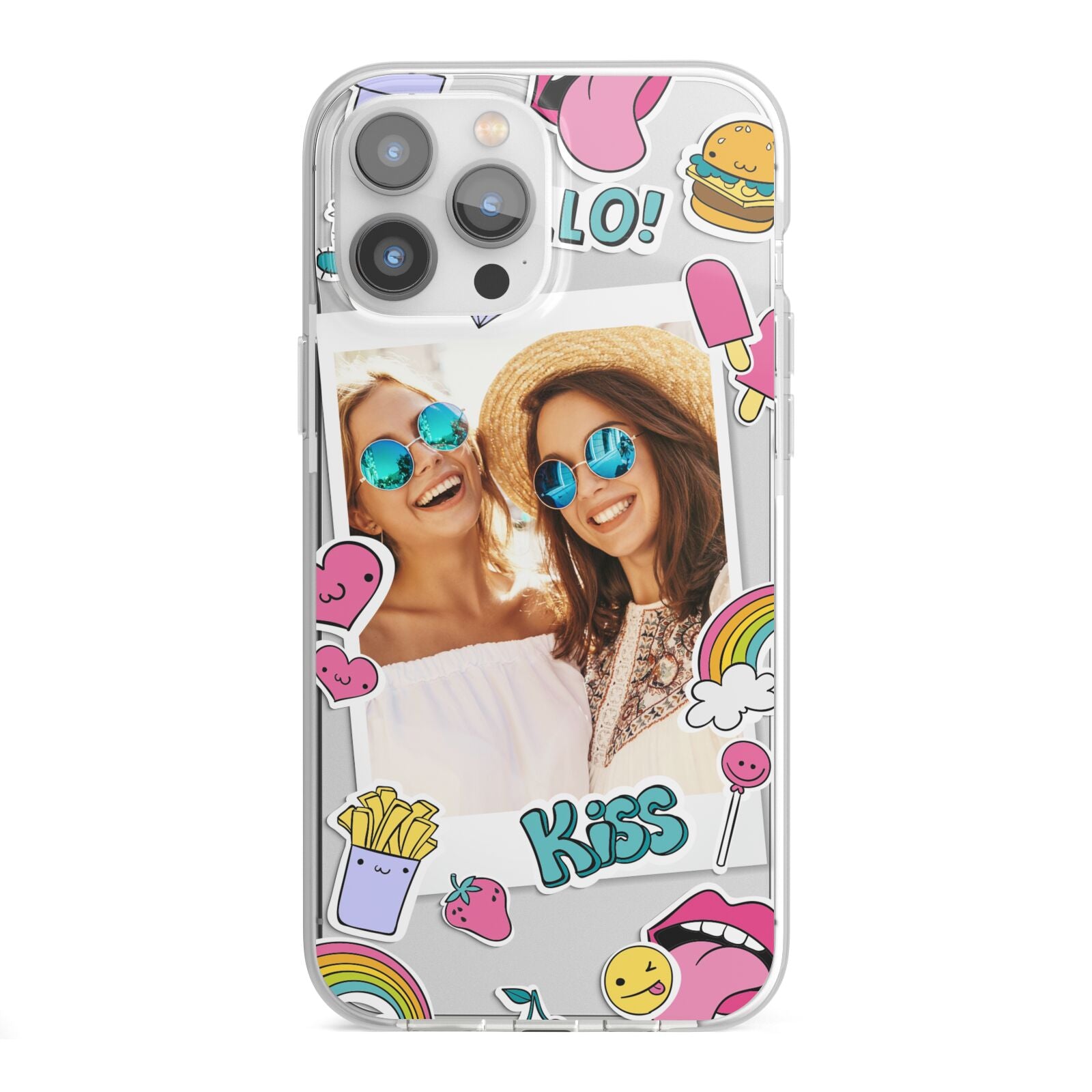 Photo Cute Stickers iPhone 13 Pro Max TPU Impact Case with White Edges