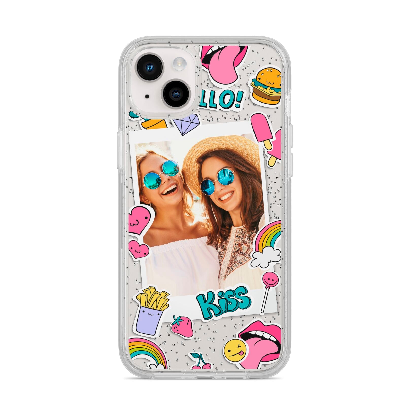 Photo Cute Stickers iPhone 14 Plus Glitter Tough Case Starlight