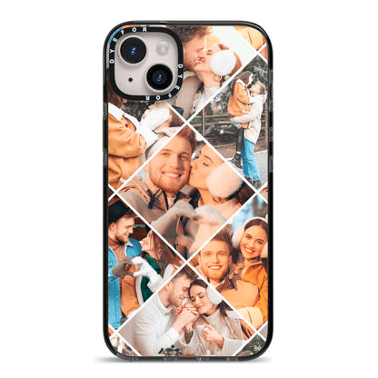 Photo Diamond iPhone 14 Plus Black Impact Case on Silver phone