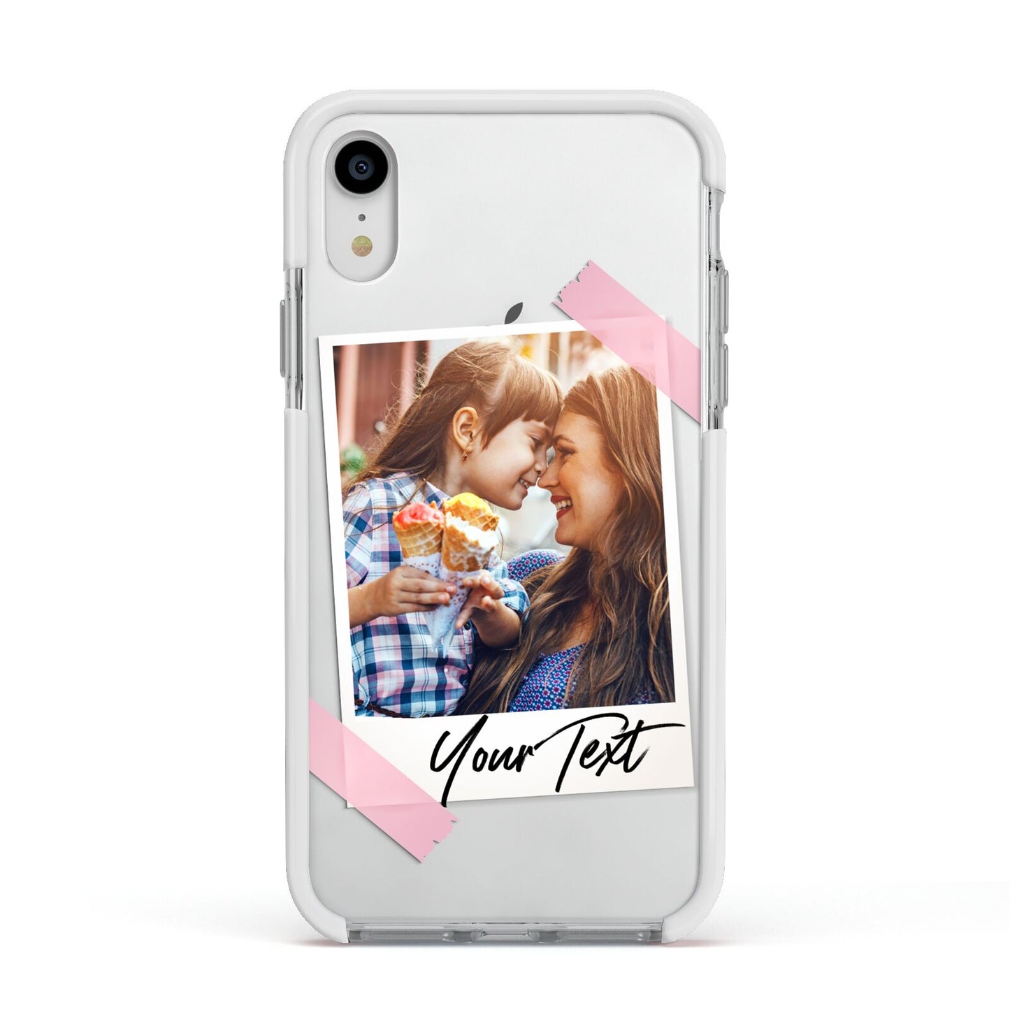 Photo Frame Apple iPhone XR Impact Case White Edge on Silver Phone