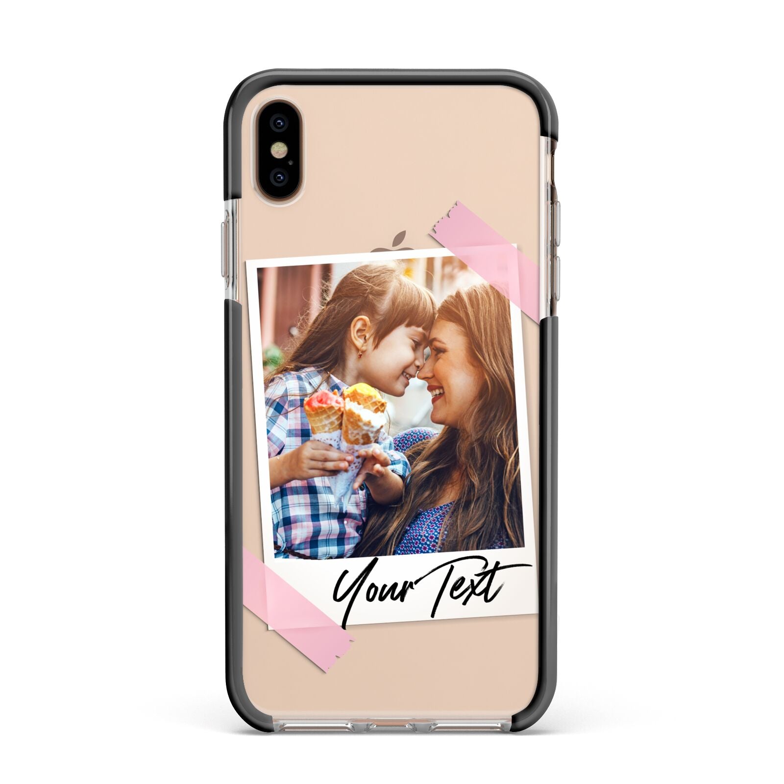 Photo Frame Apple iPhone Xs Max Impact Case Black Edge on Gold Phone