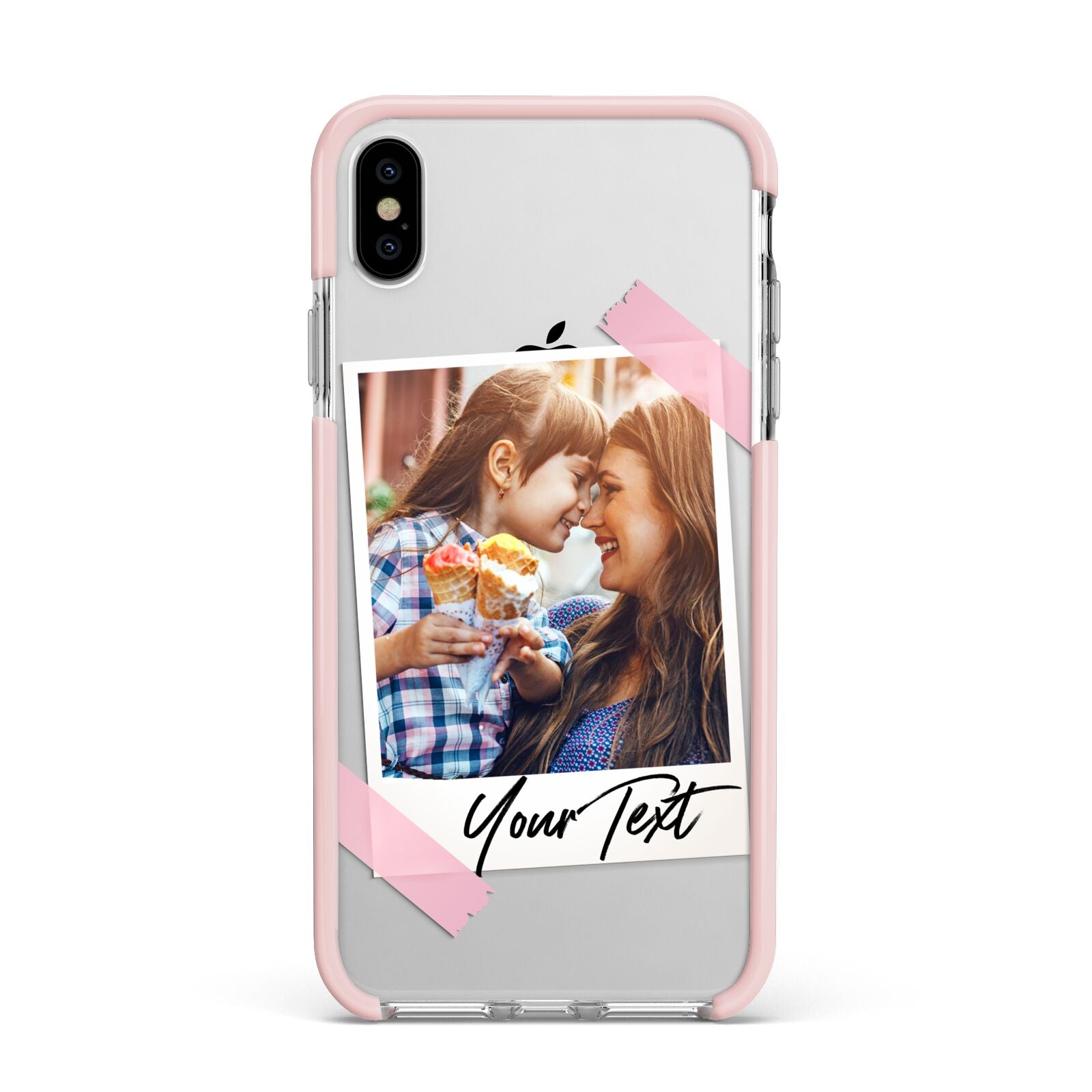 Photo Frame Apple iPhone Xs Max Impact Case Pink Edge on Silver Phone