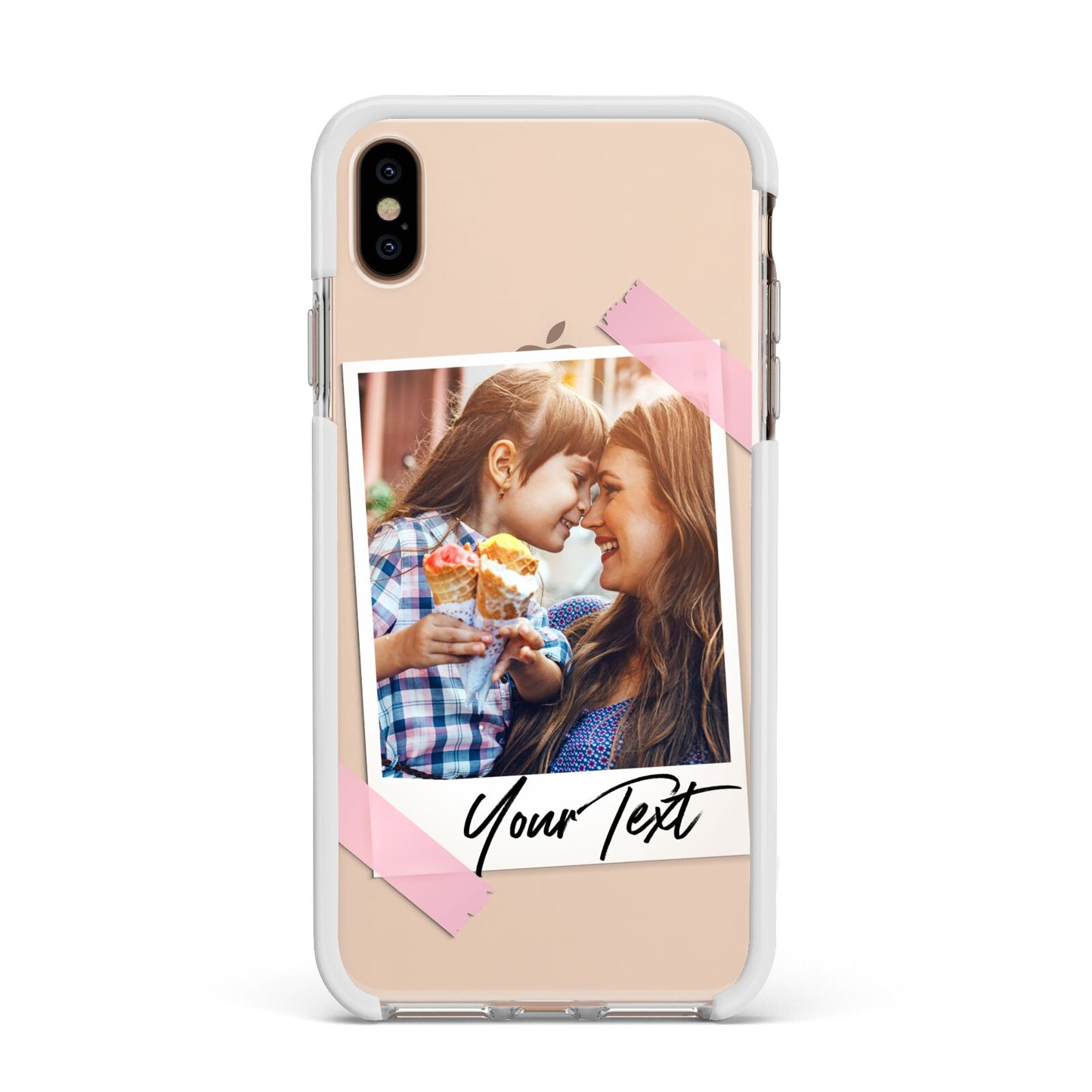 Photo Frame Apple iPhone Xs Max Impact Case White Edge on Gold Phone