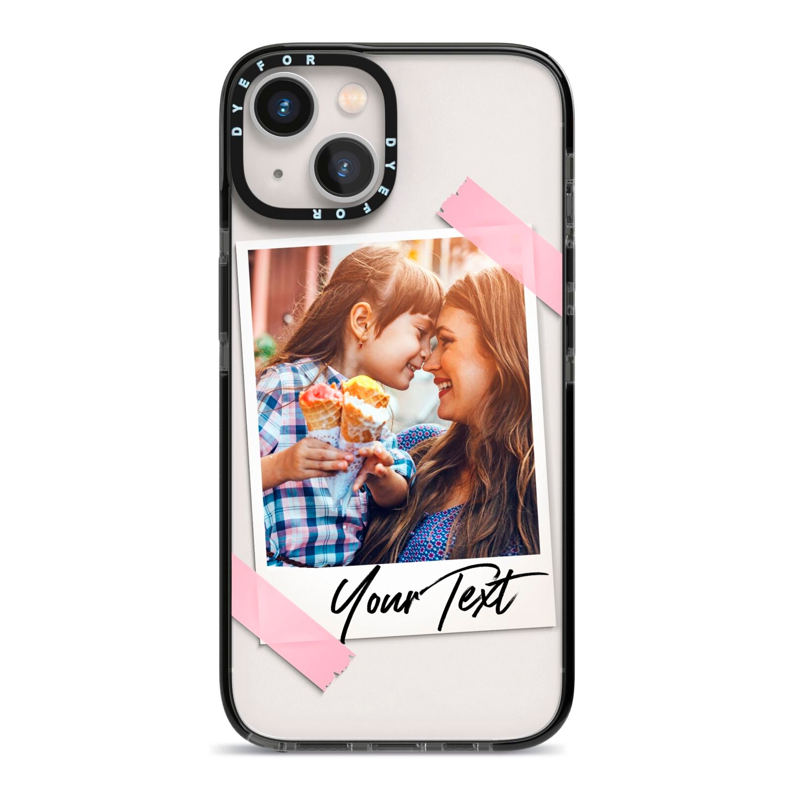 Photo Frame iPhone 13 Black Impact Case on Silver phone