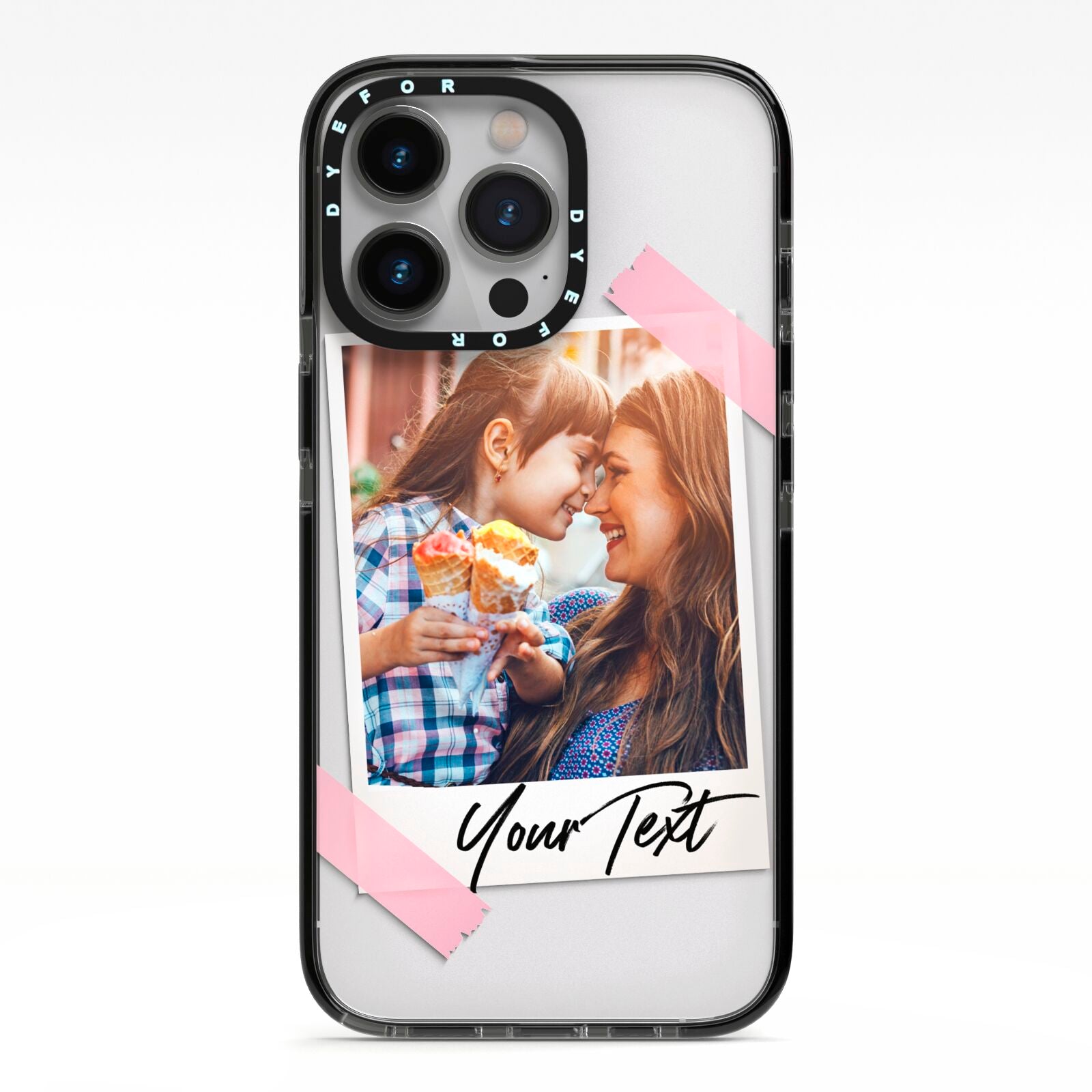 Photo Frame iPhone 13 Pro Black Impact Case on Silver phone