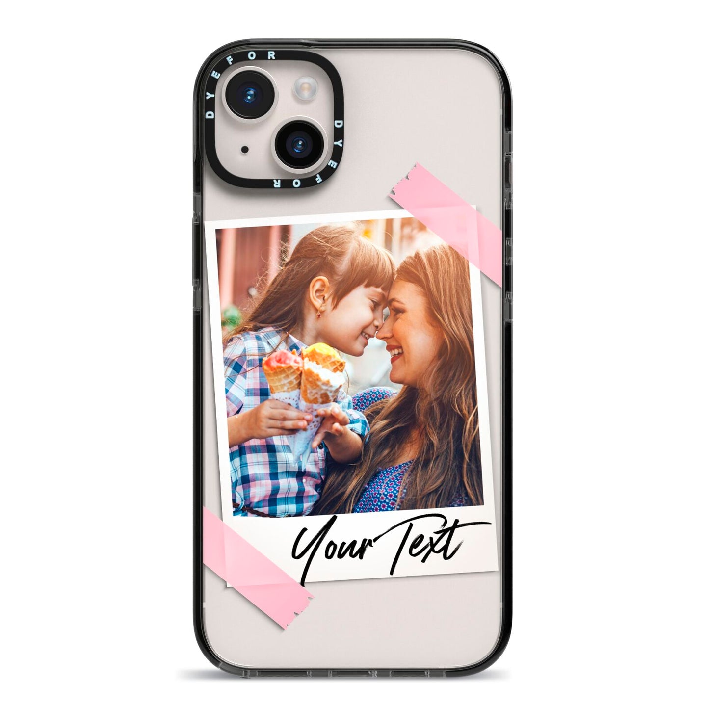 Photo Frame iPhone 14 Plus Black Impact Case on Silver phone