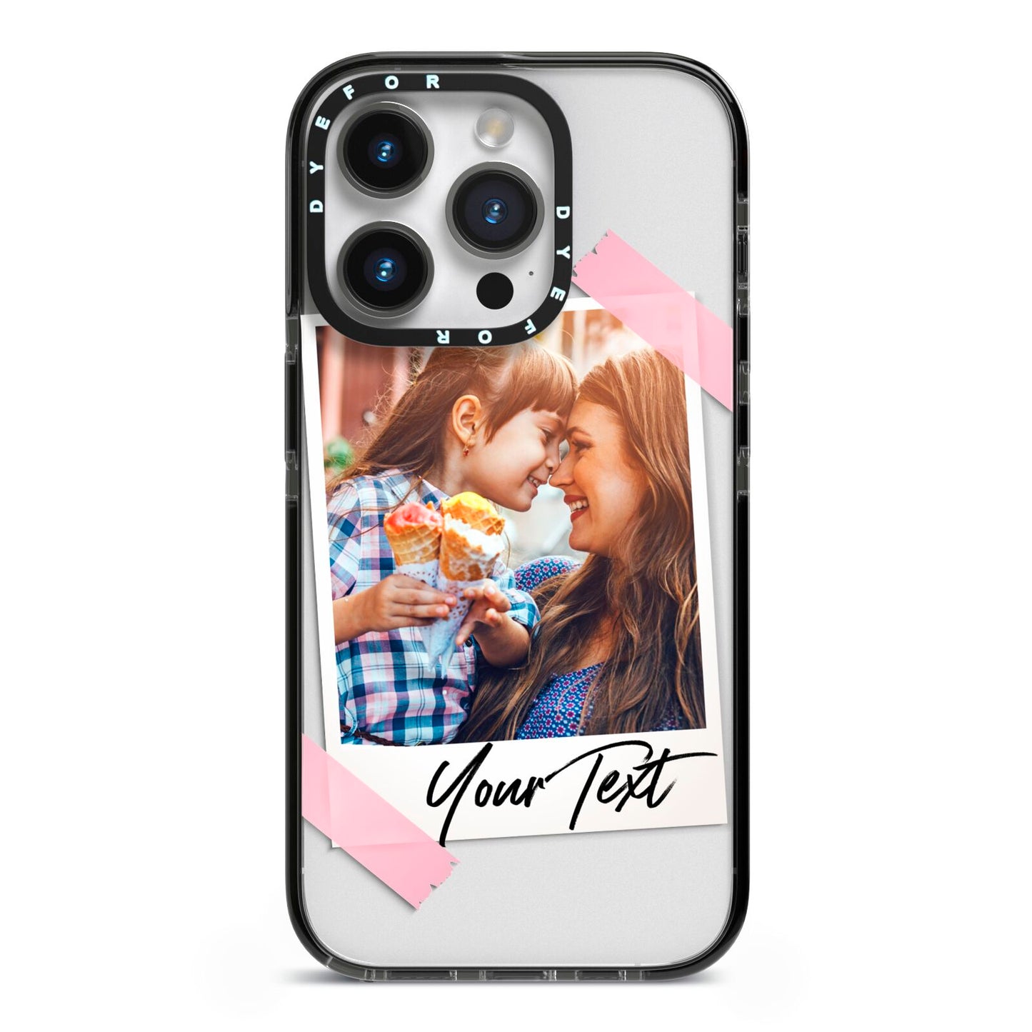 Photo Frame iPhone 14 Pro Black Impact Case on Silver phone