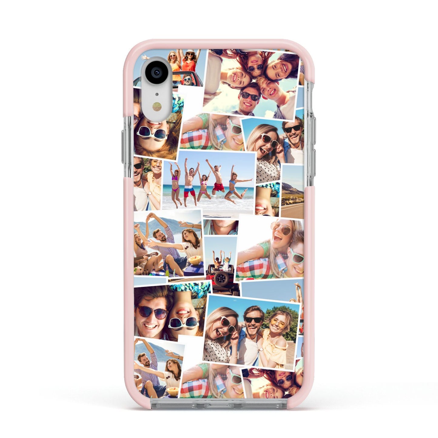 Photo Montage Apple iPhone XR Impact Case Pink Edge on Silver Phone