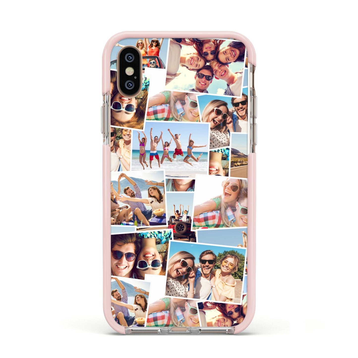 Photo Montage Apple iPhone Xs Impact Case Pink Edge on Gold Phone
