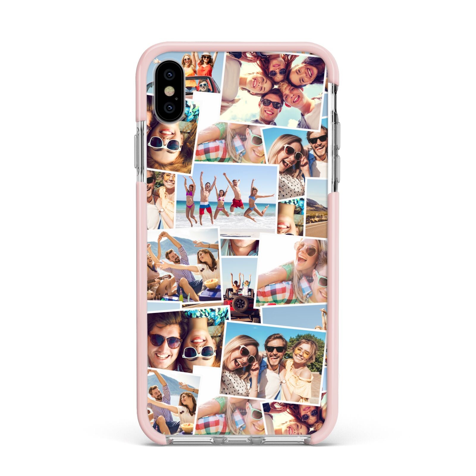 Photo Montage Apple iPhone Xs Max Impact Case Pink Edge on Silver Phone