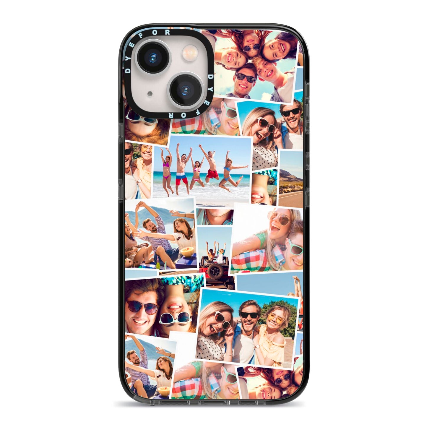 Photo Montage iPhone 13 Black Impact Case on Silver phone