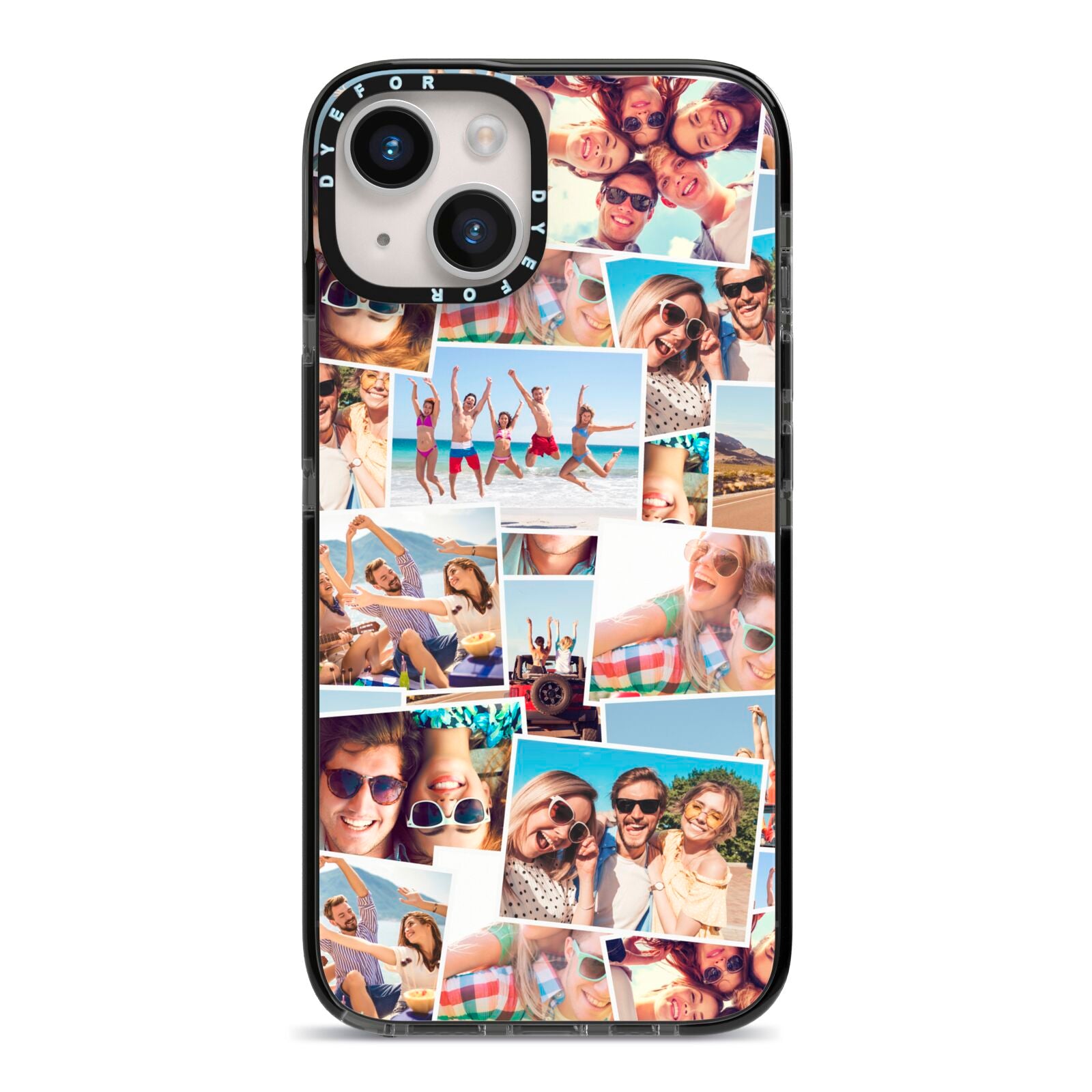 Photo Montage iPhone 14 Black Impact Case on Silver phone