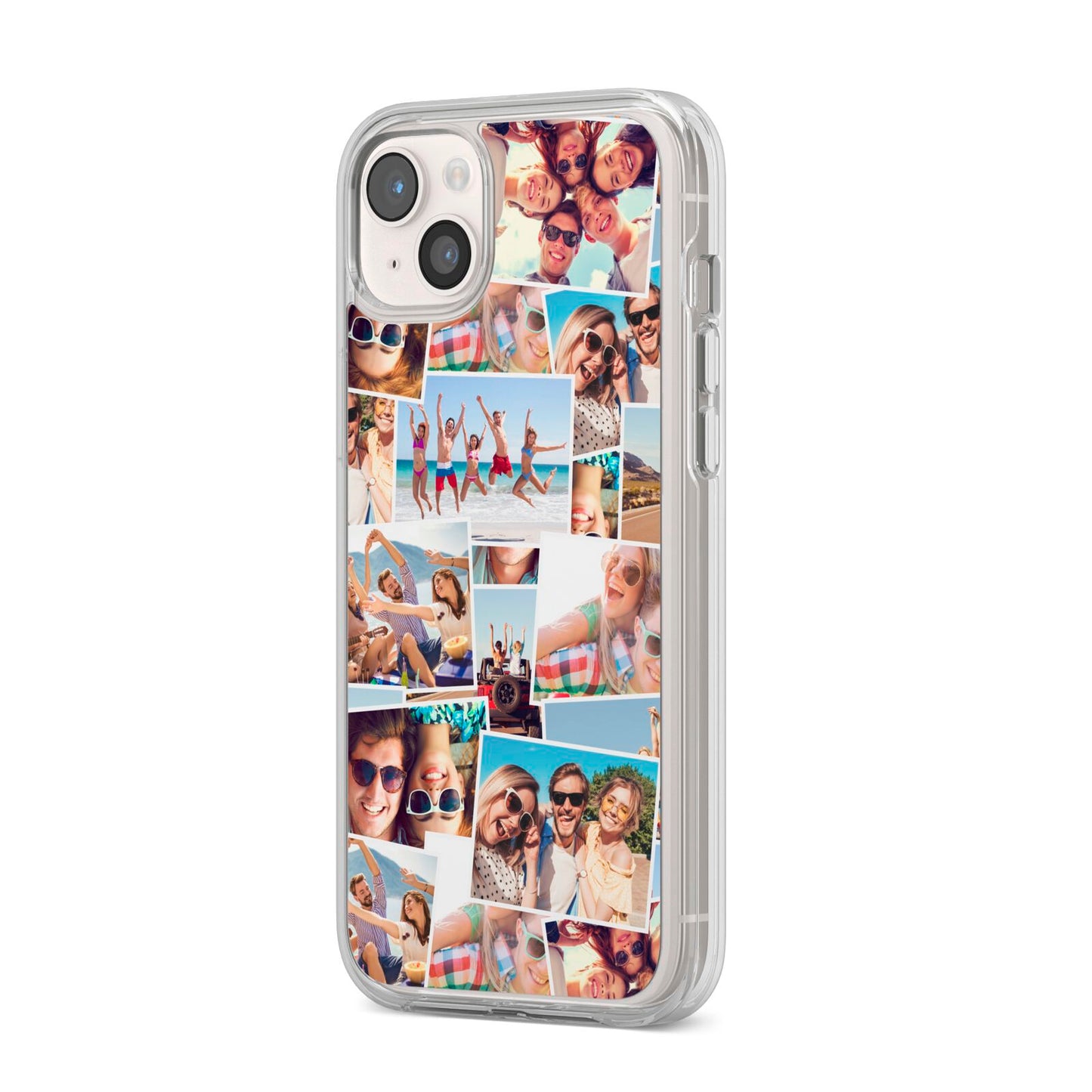 Photo Montage iPhone 14 Plus Clear Tough Case Starlight Angled Image