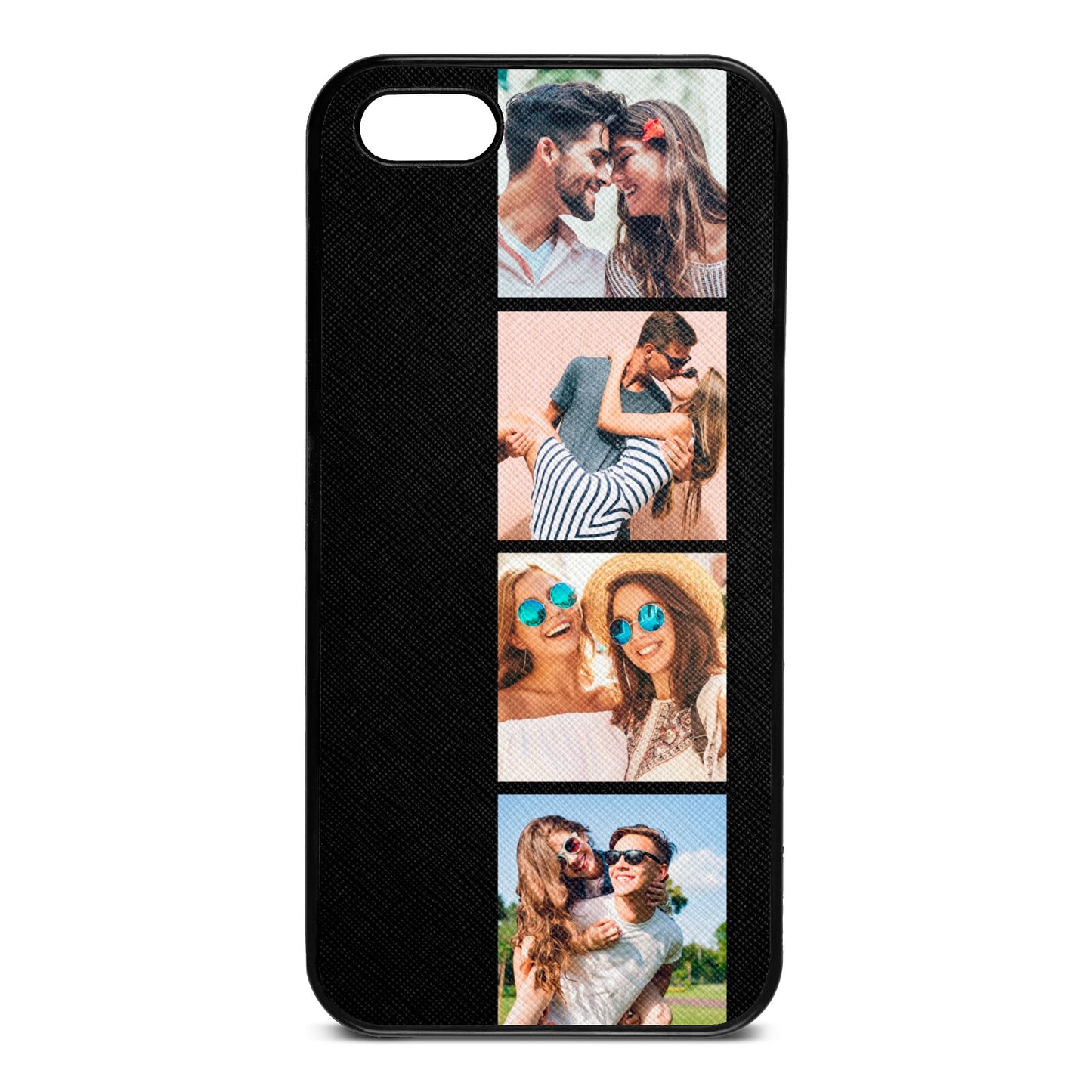 Photo Strip Montage Upload Black Saffiano Leather iPhone 5 Case