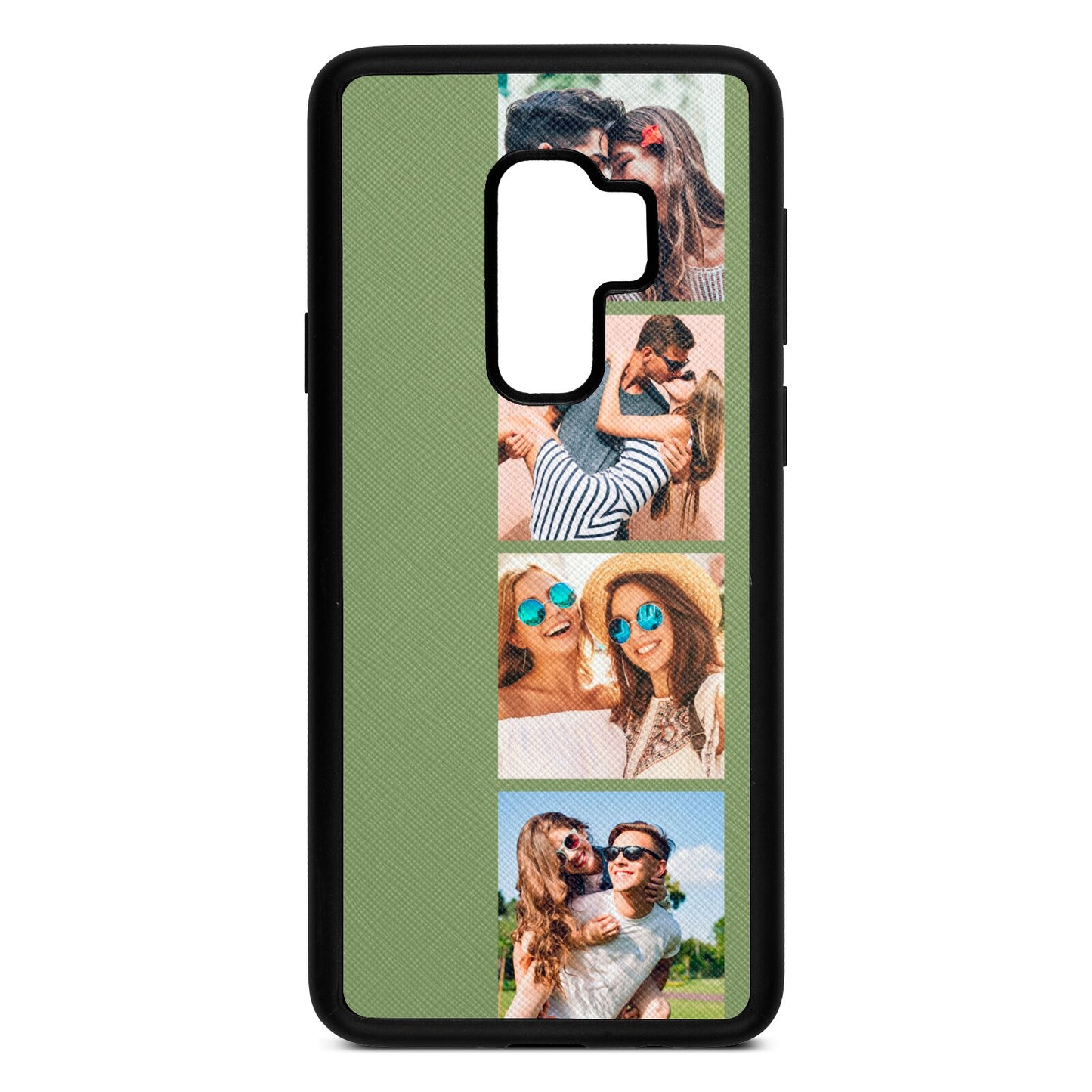 Photo Strip Montage Upload Lime Saffiano Leather Samsung S9 Plus Case