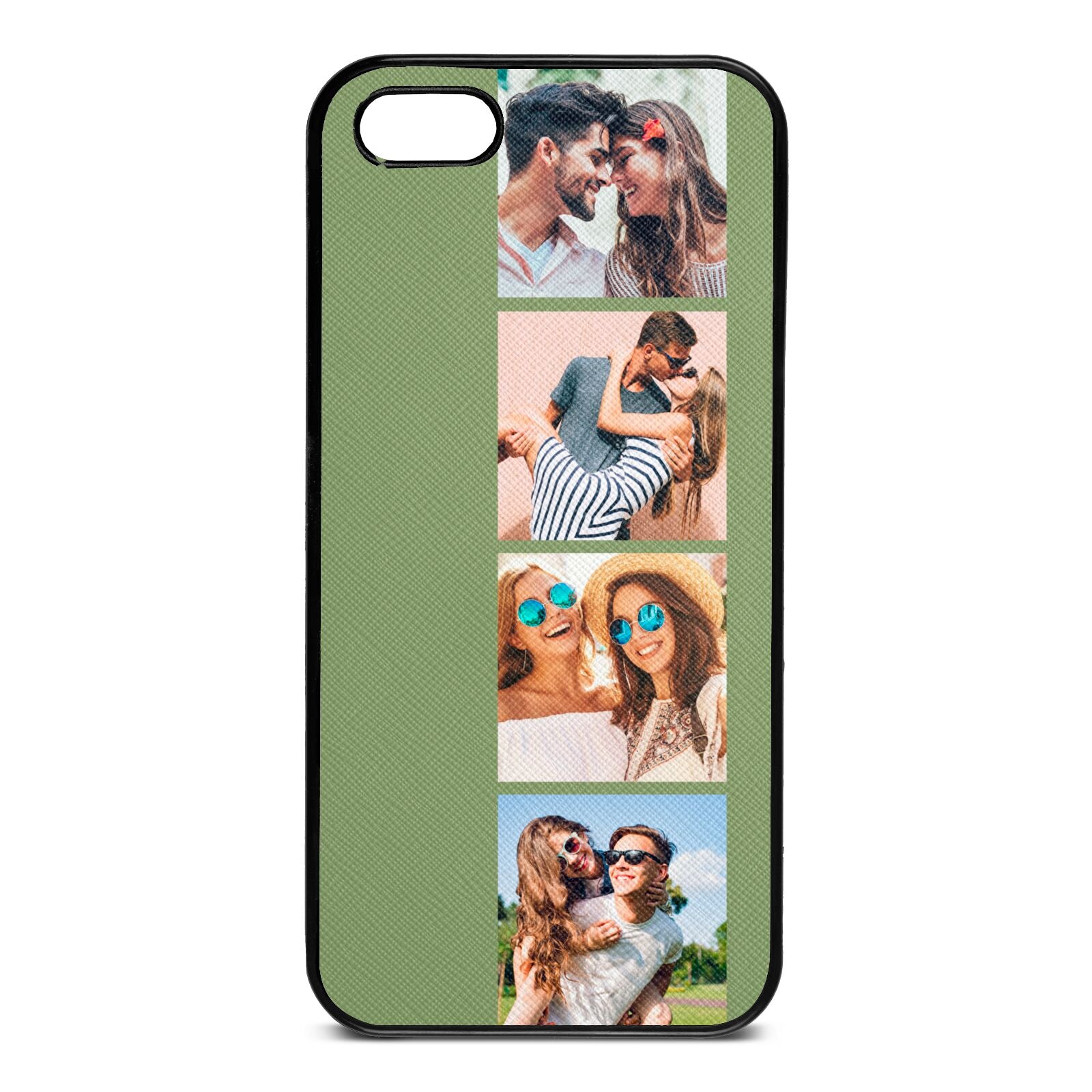 Photo Strip Montage Upload Lime Saffiano Leather iPhone 5 Case