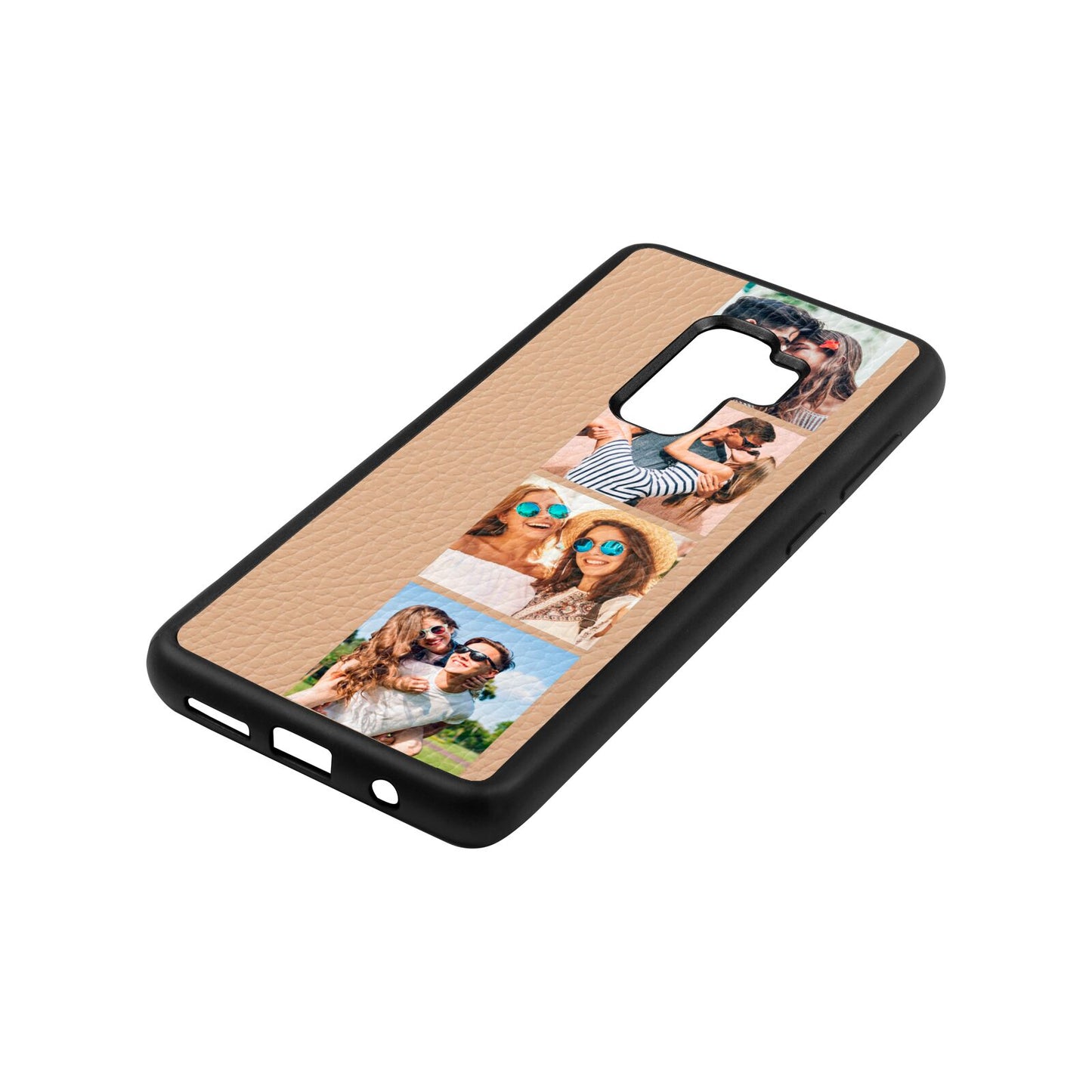 Photo Strip Montage Upload Nude Pebble Leather Samsung S9 Plus Case Side Angle