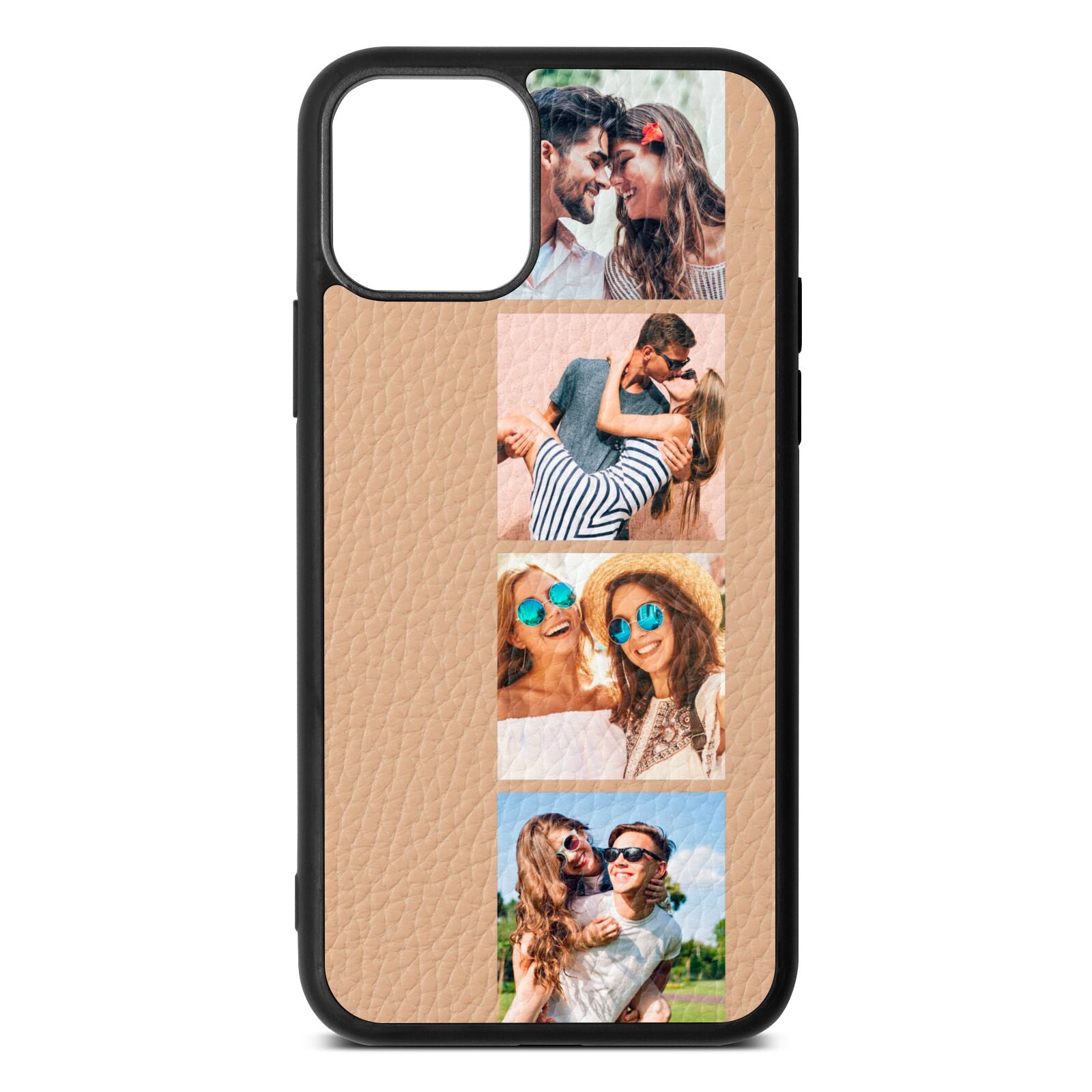 Photo Strip Montage Upload Nude Pebble Leather iPhone 11 Case