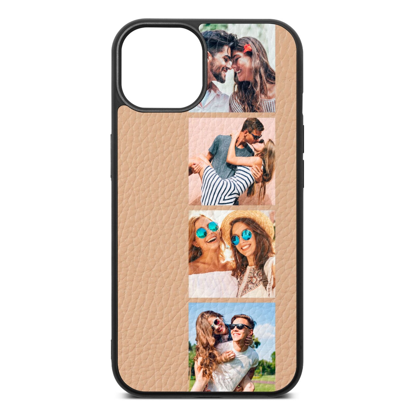 Photo Strip Montage Upload Nude Pebble Leather iPhone 13 Case
