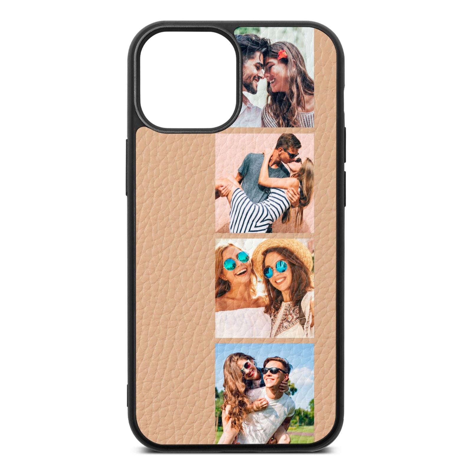 Photo Strip Montage Upload Nude Pebble Leather iPhone 13 Mini Case