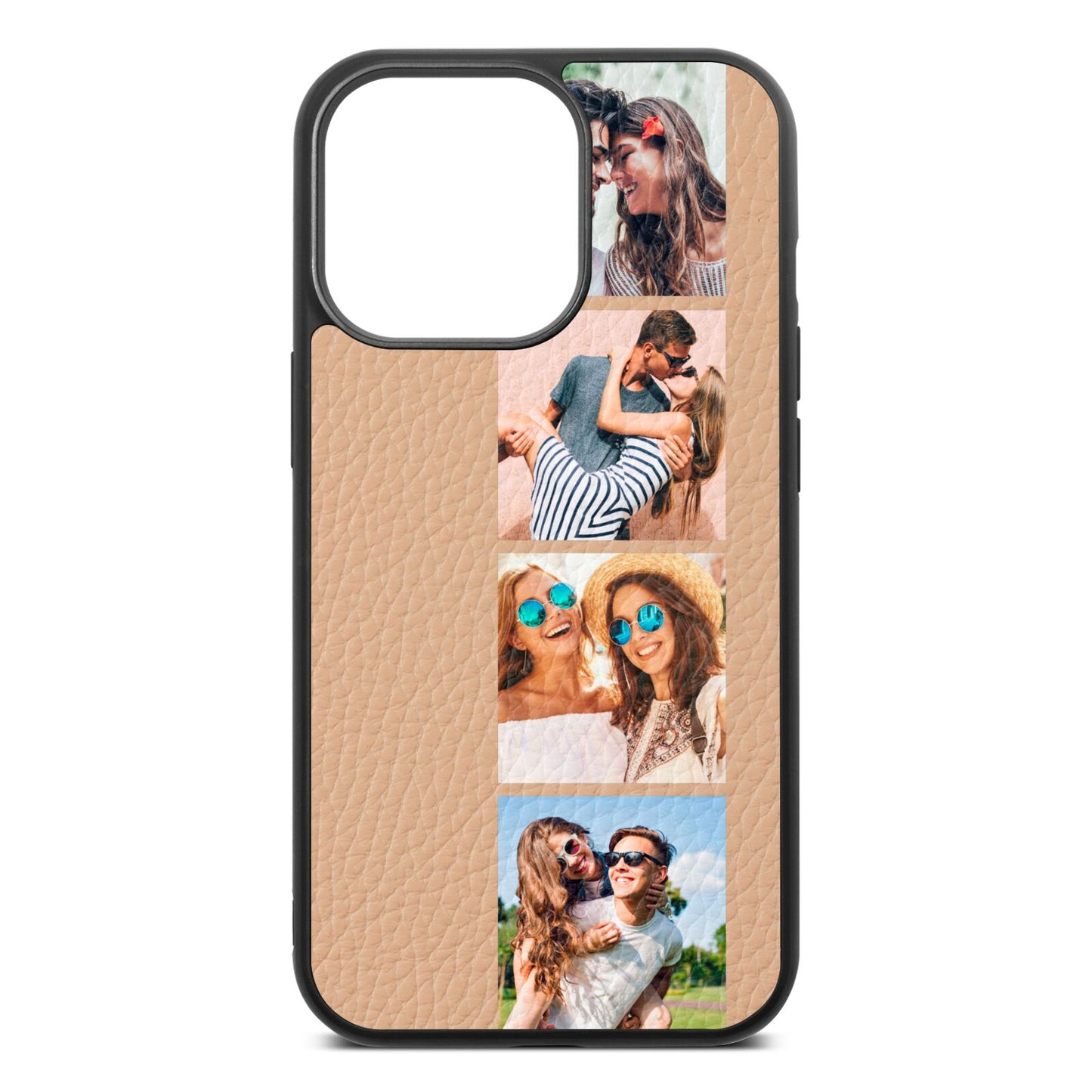 Photo Strip Montage Upload Nude Pebble Leather iPhone 13 Pro Case